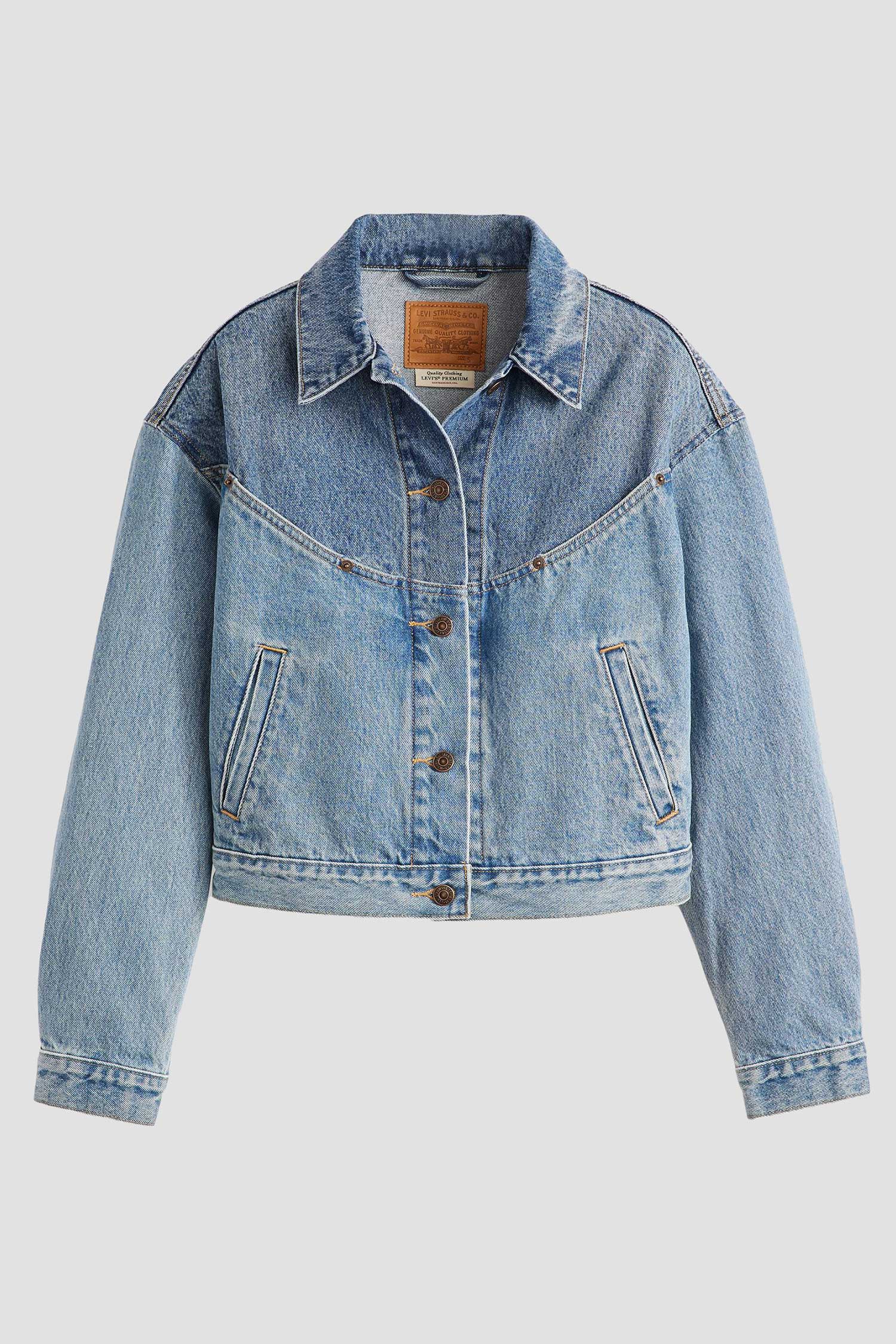 Женская голубая джинсовая куртка 3