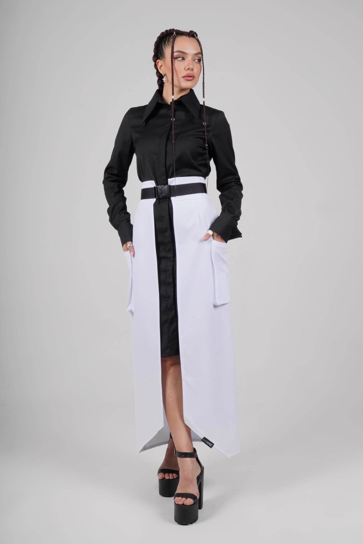 Баска макси с накладными карманами WHITE 4