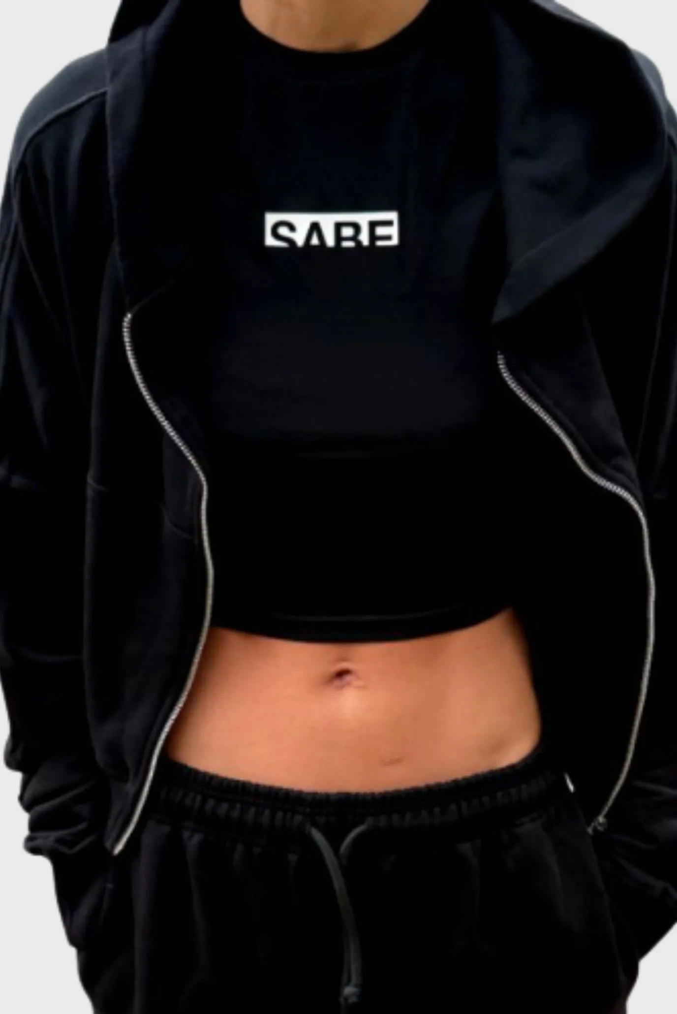 Зип-худи Sabe Logo Cropped Zip-Up Hoodie Black 1