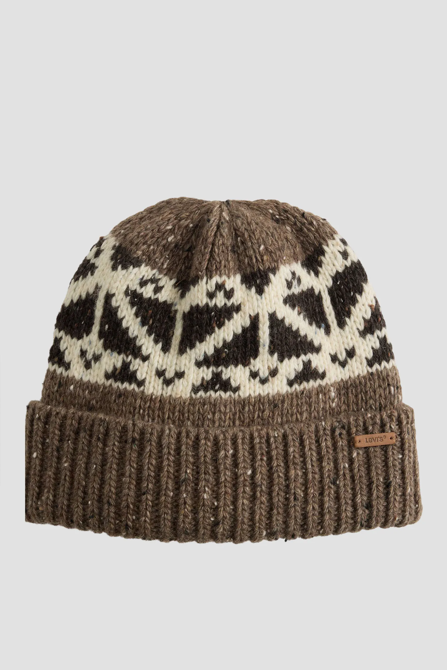 Женская коричневая шерстяная шапка с узором 1