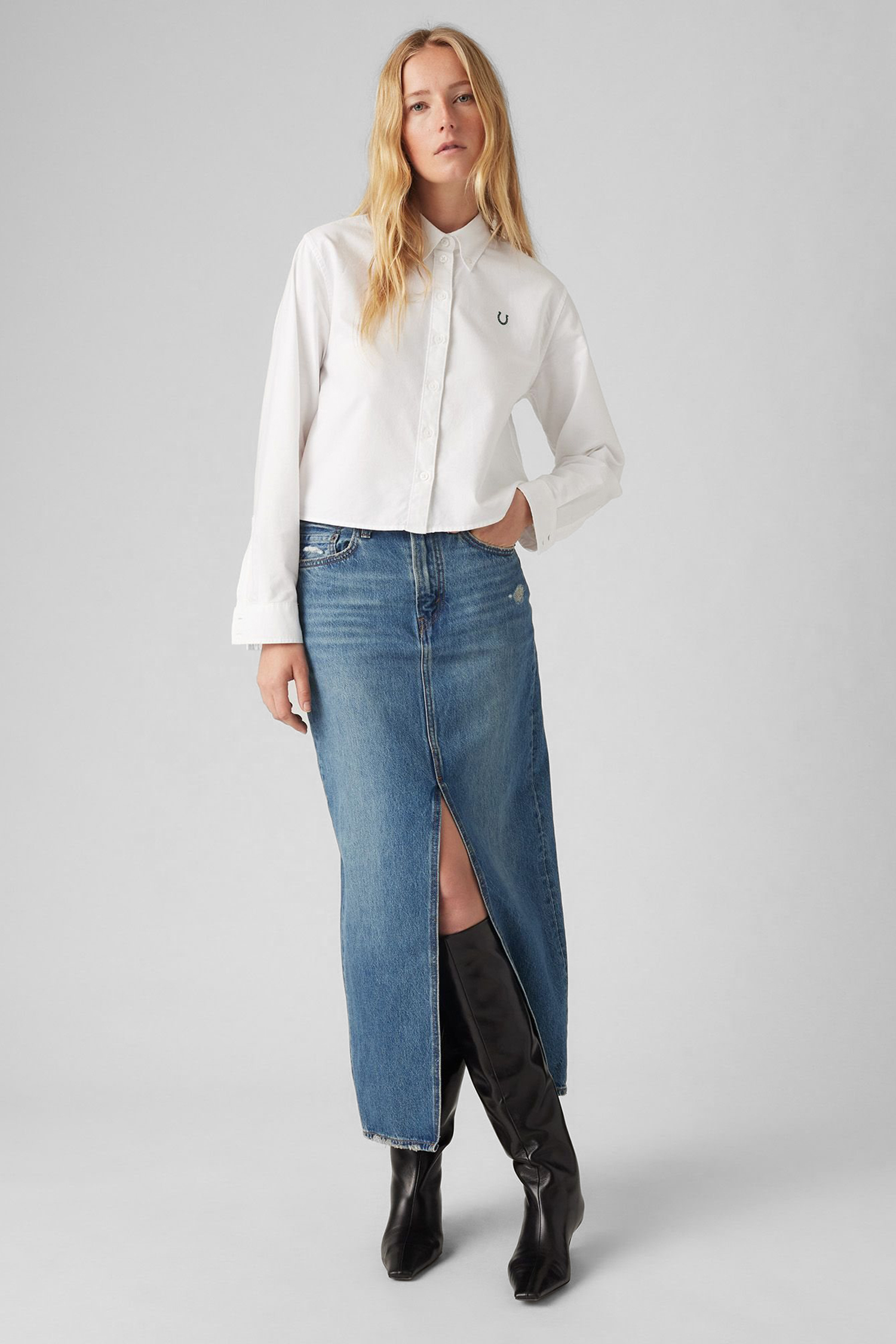 Женская синяя джинсовая юбка 6