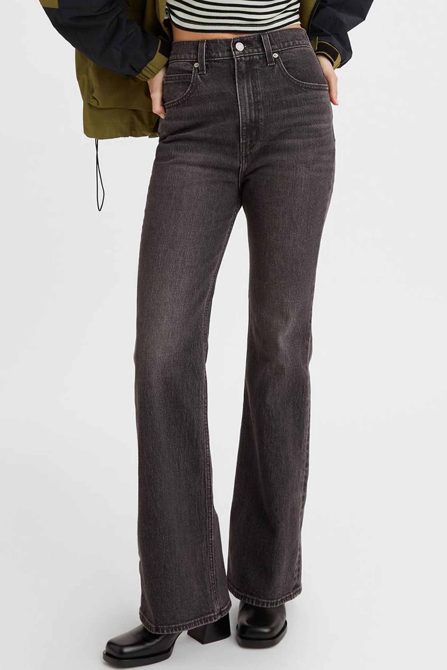 Женские черные джинсы 70'S High Flare 1