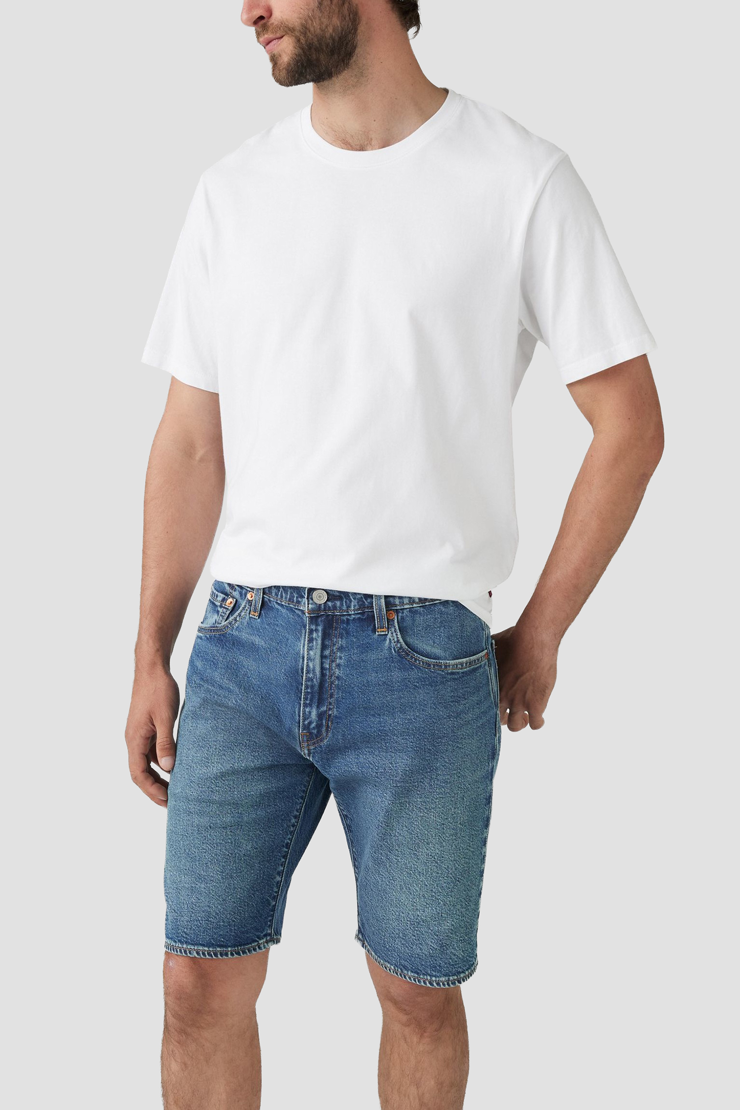 Мужские синие джинсовые шорты 5