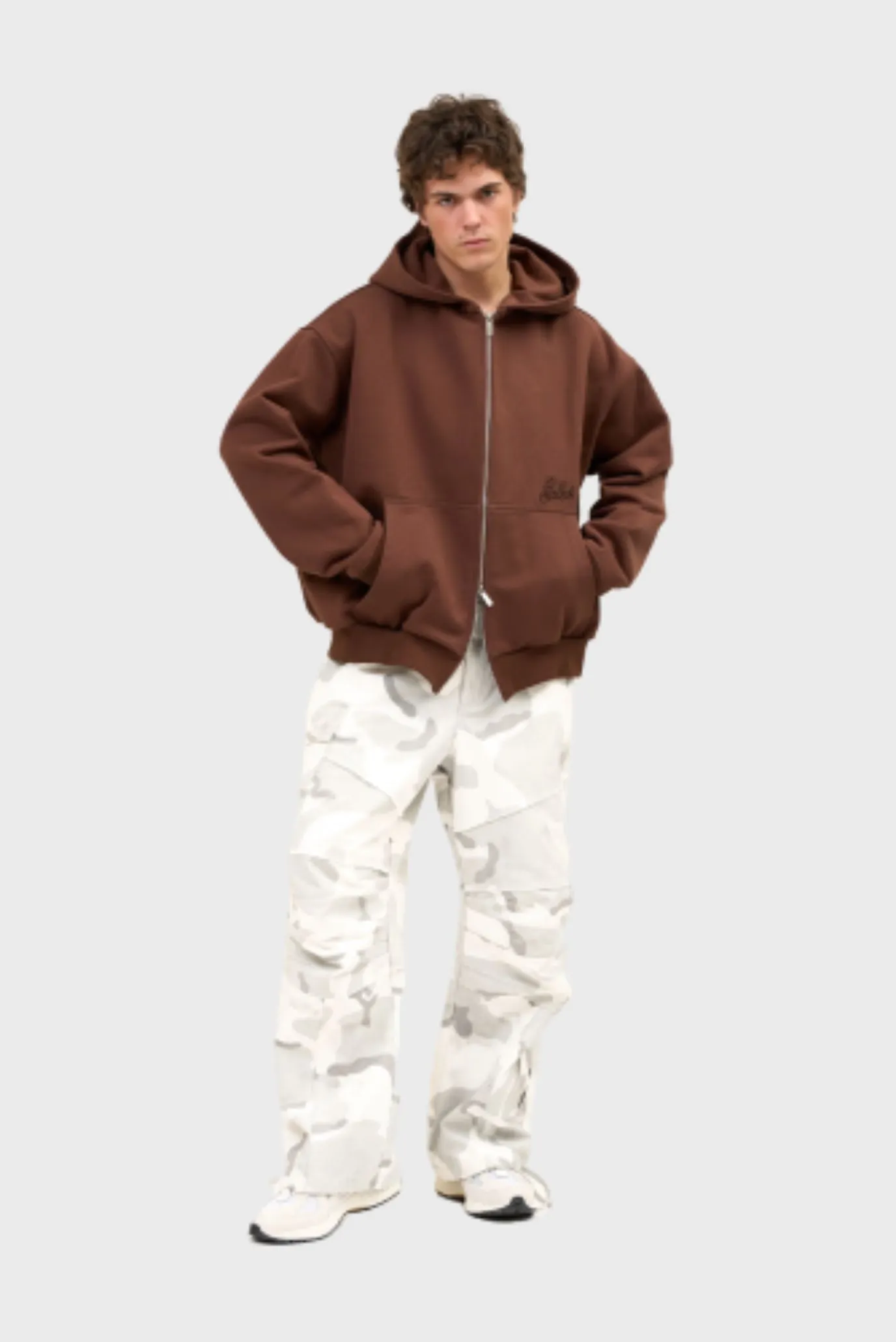 Зип-худи Sabe Paris Cotton 3D Logo Full-Zip Hoodie Brown 2