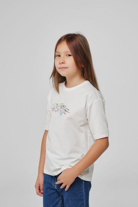 Детская белая футболка оверсайз Argymaq
