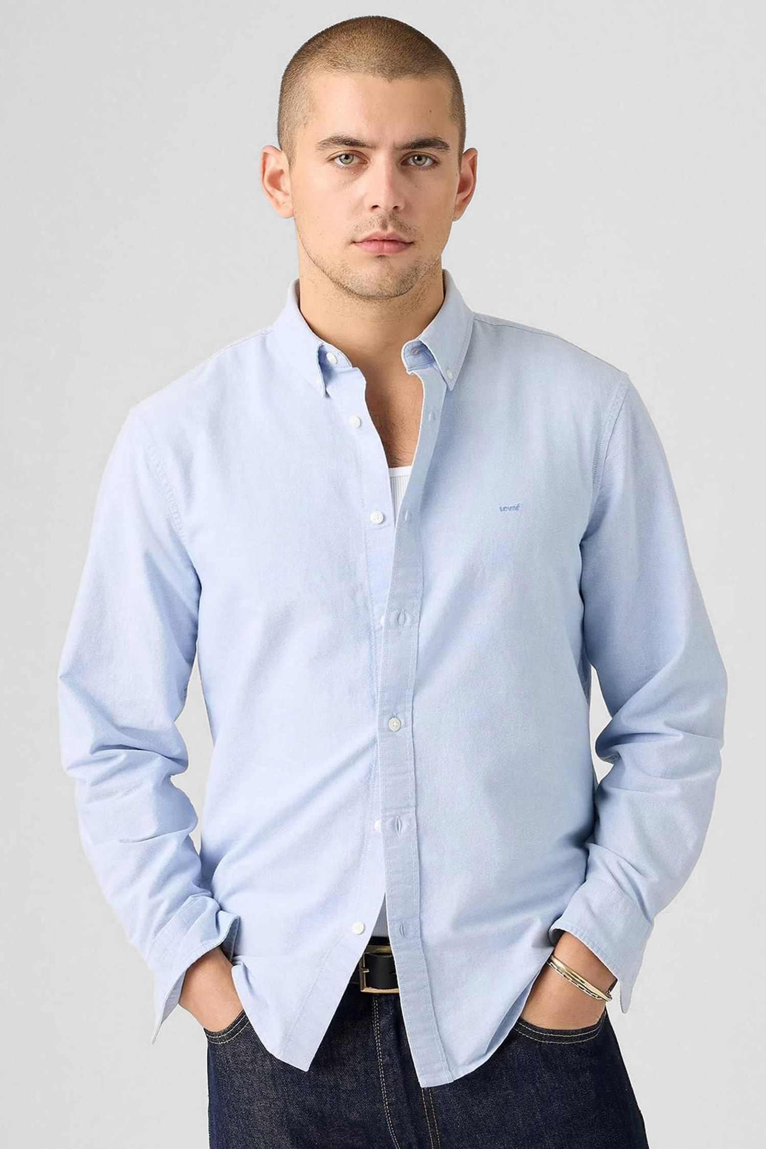 Мужская голубая рубашка 4