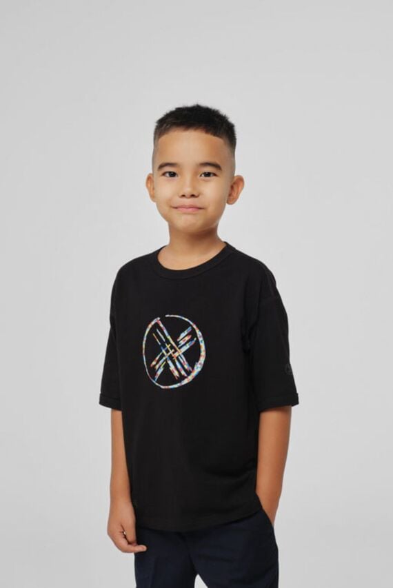 Детская черная футболка оверсайз Argymaq