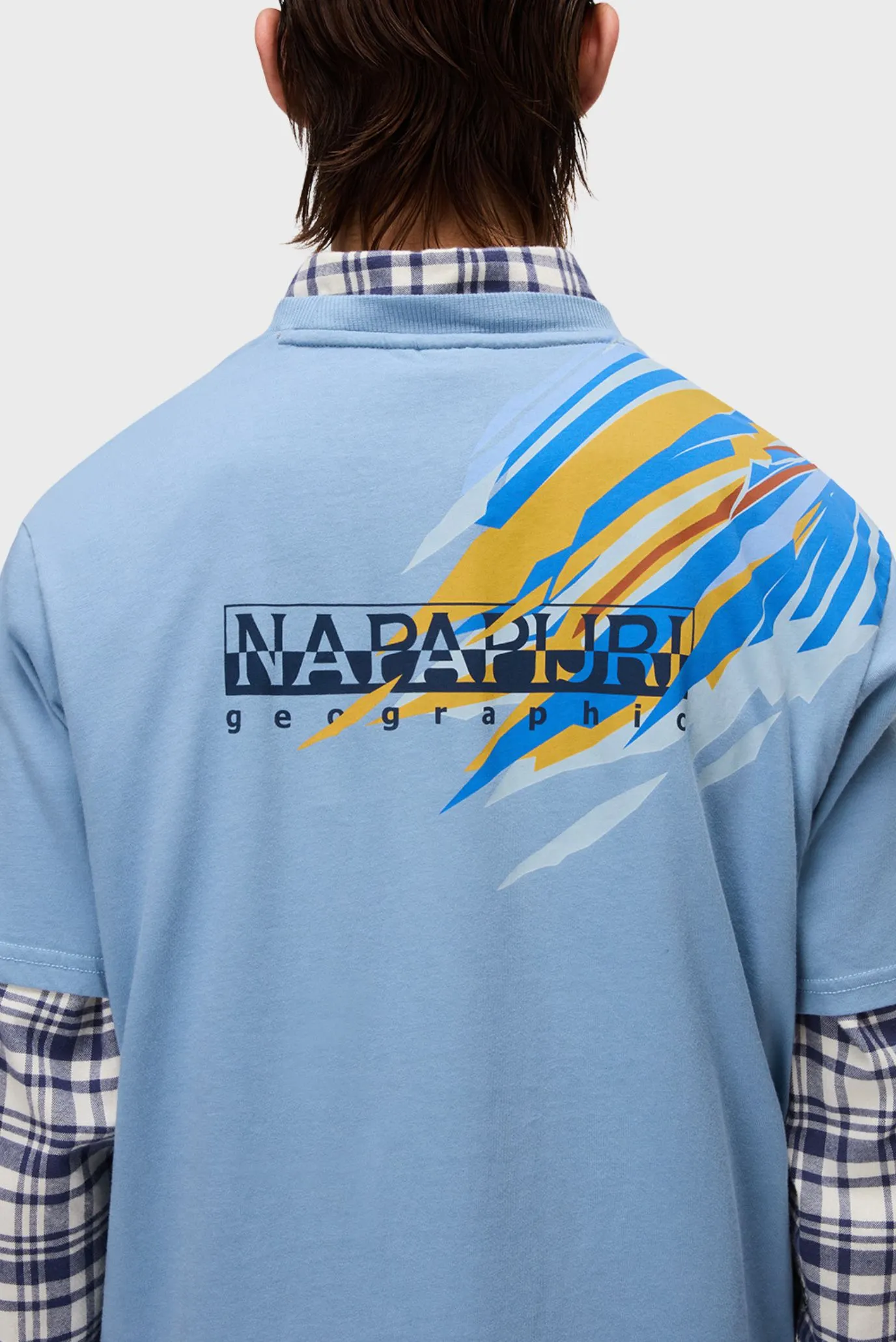 Мужская голубая хлопковая футболка 4