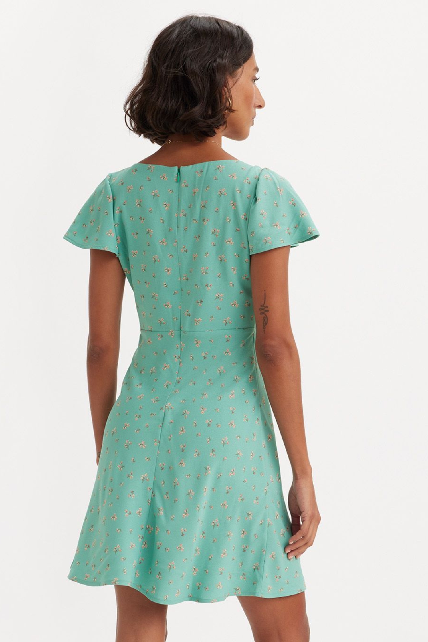 Женское мятное платье с узором 3