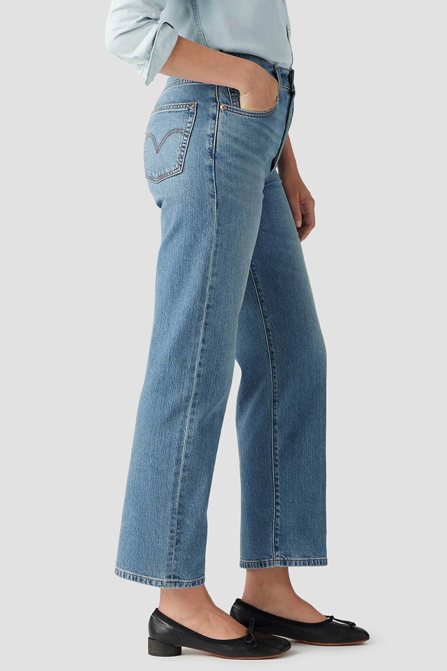 Женские синие джинсы Ribcage Straight Ankle 3