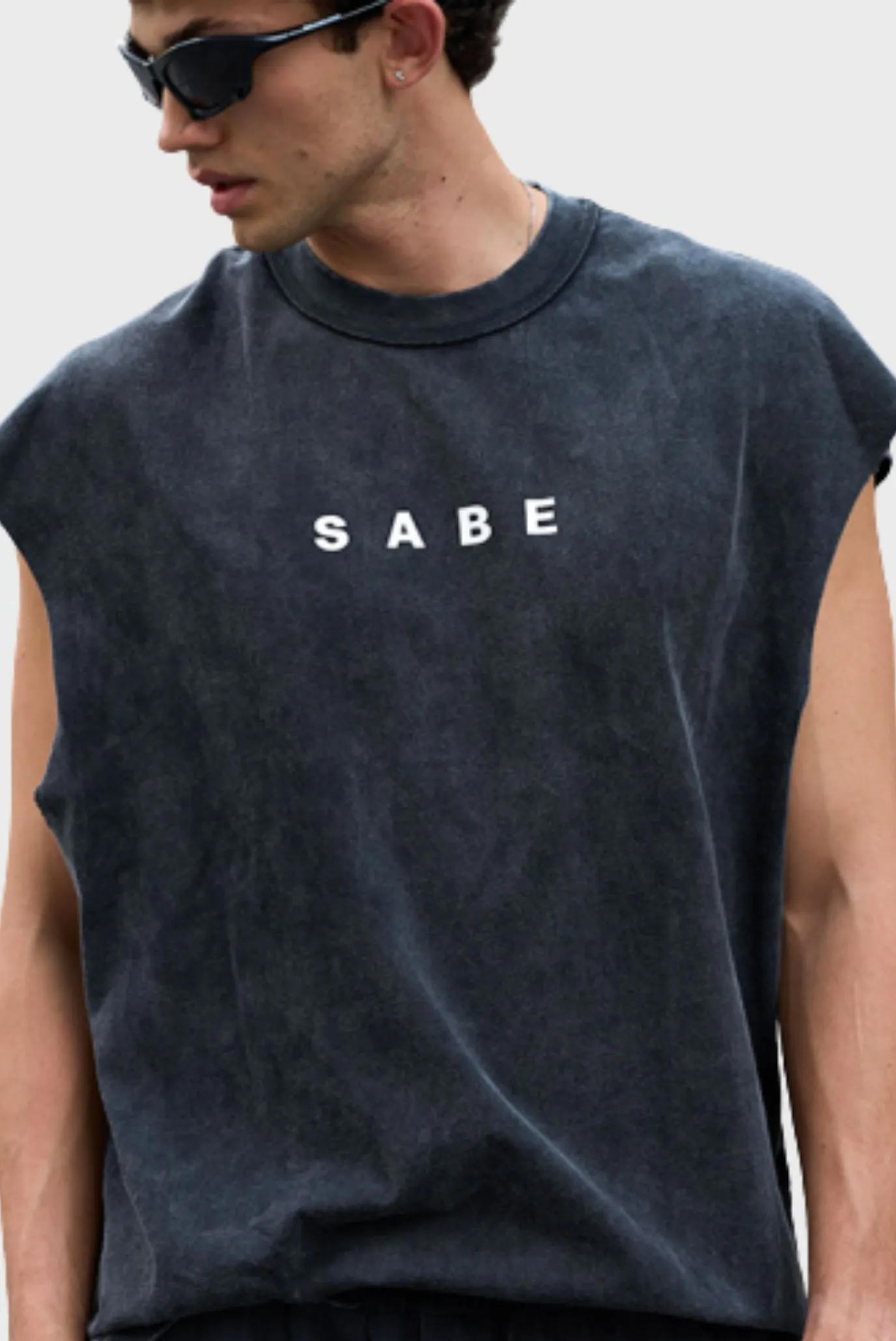 Футболка без рукавов Sabe Sleeveless T-shirt White Logo Black 1