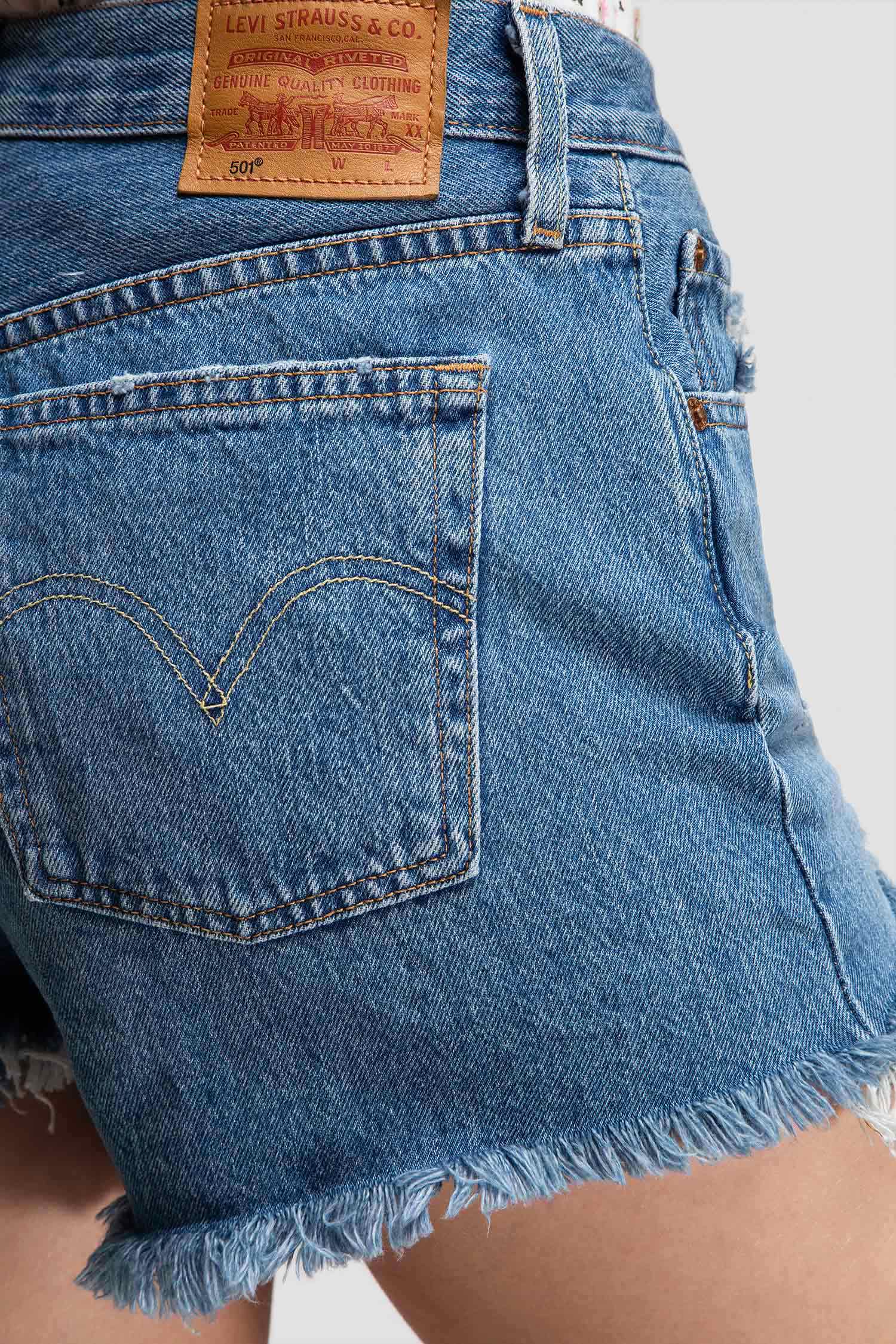 Женские синие джинсовые шорты 501® High Rise Taille Haute 4