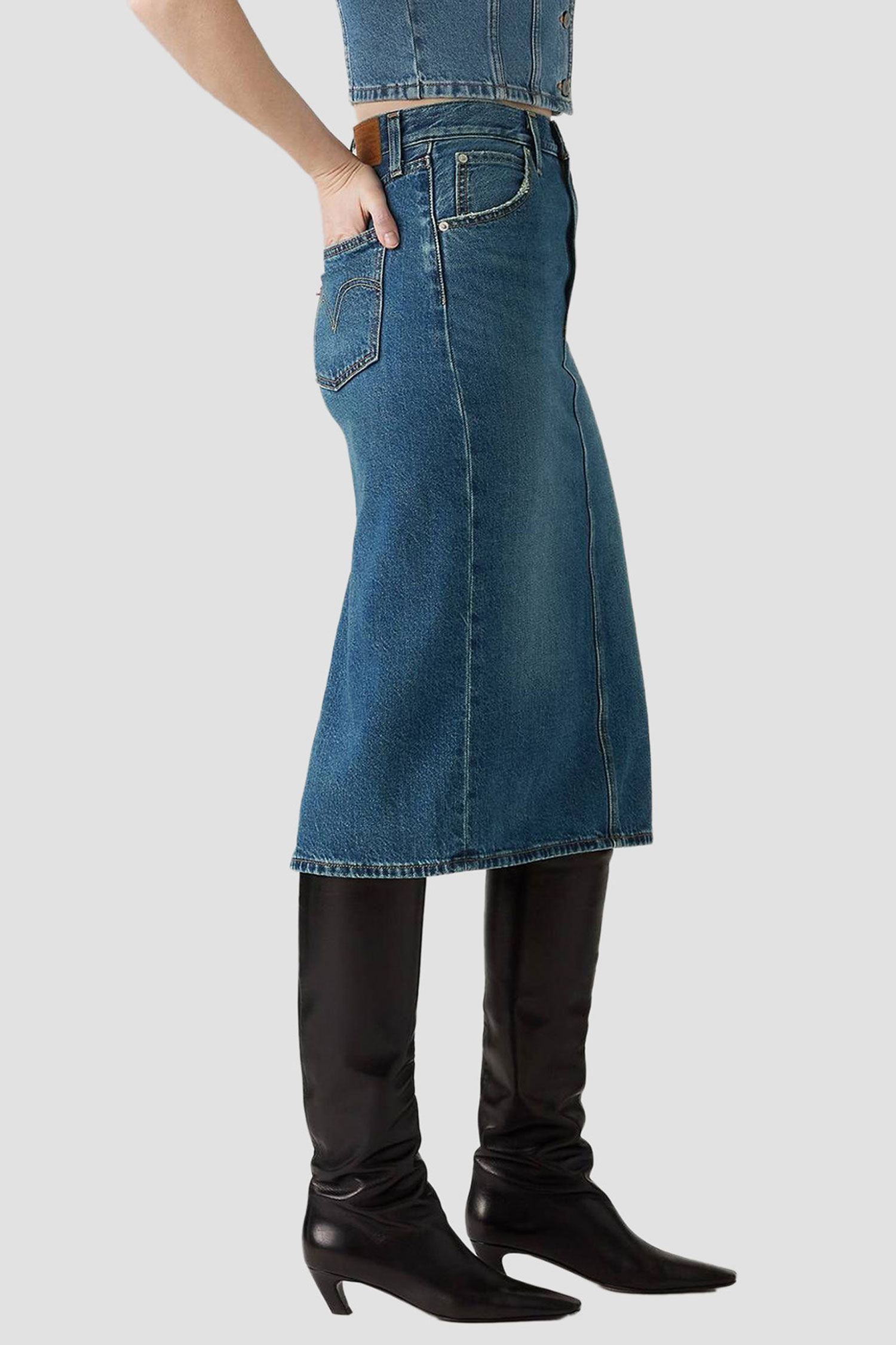 Женская синяя джинсовая юбка 4