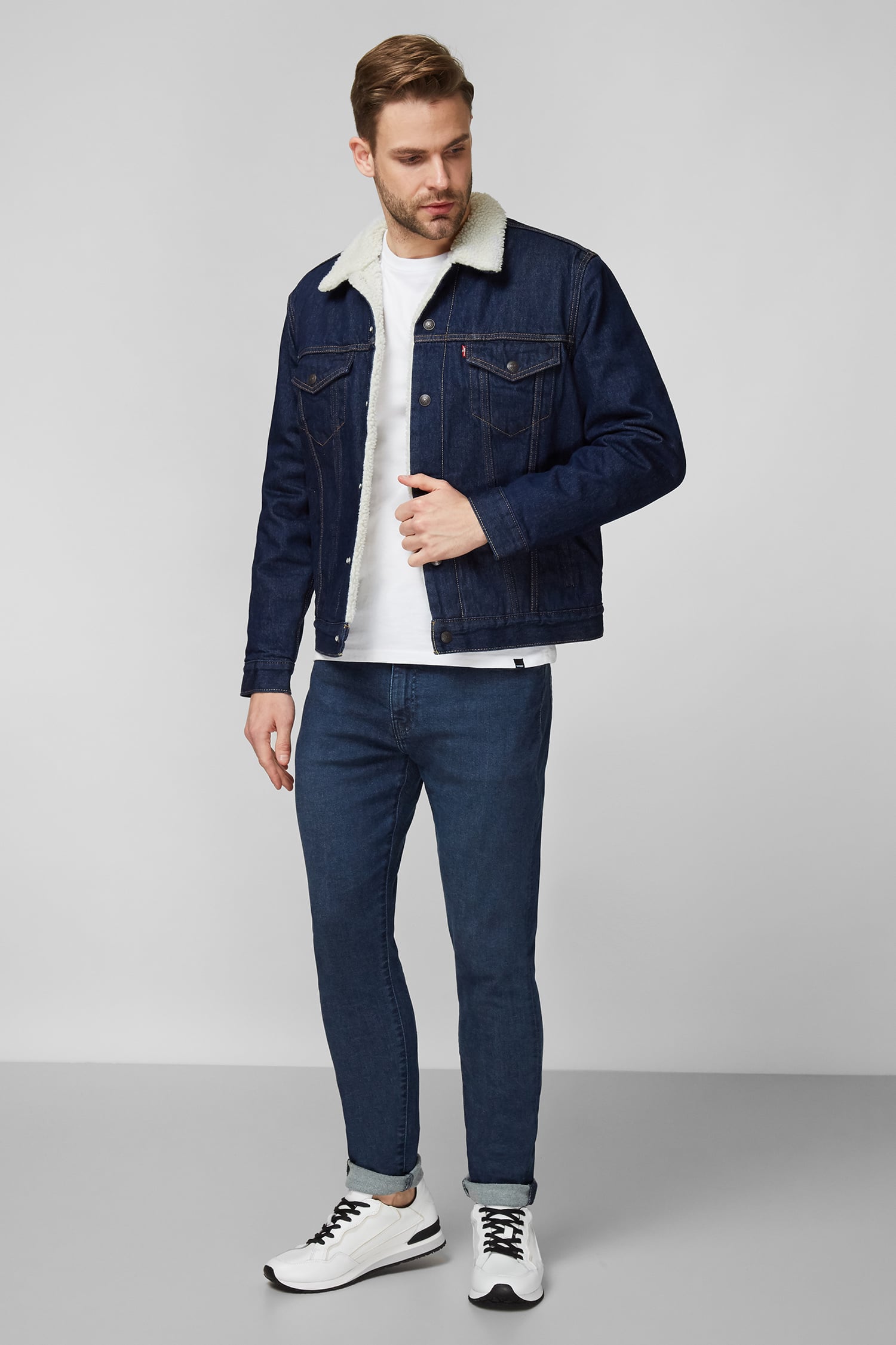 Мужская темно-синяя джинсовая куртка 5