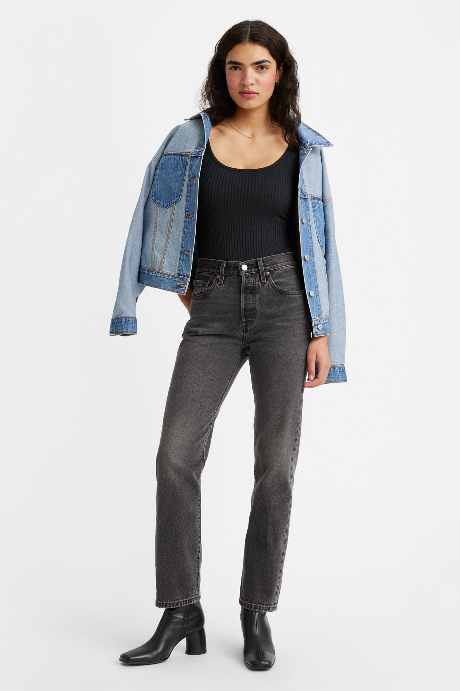 Женские черные джинсы 501® Straight 9