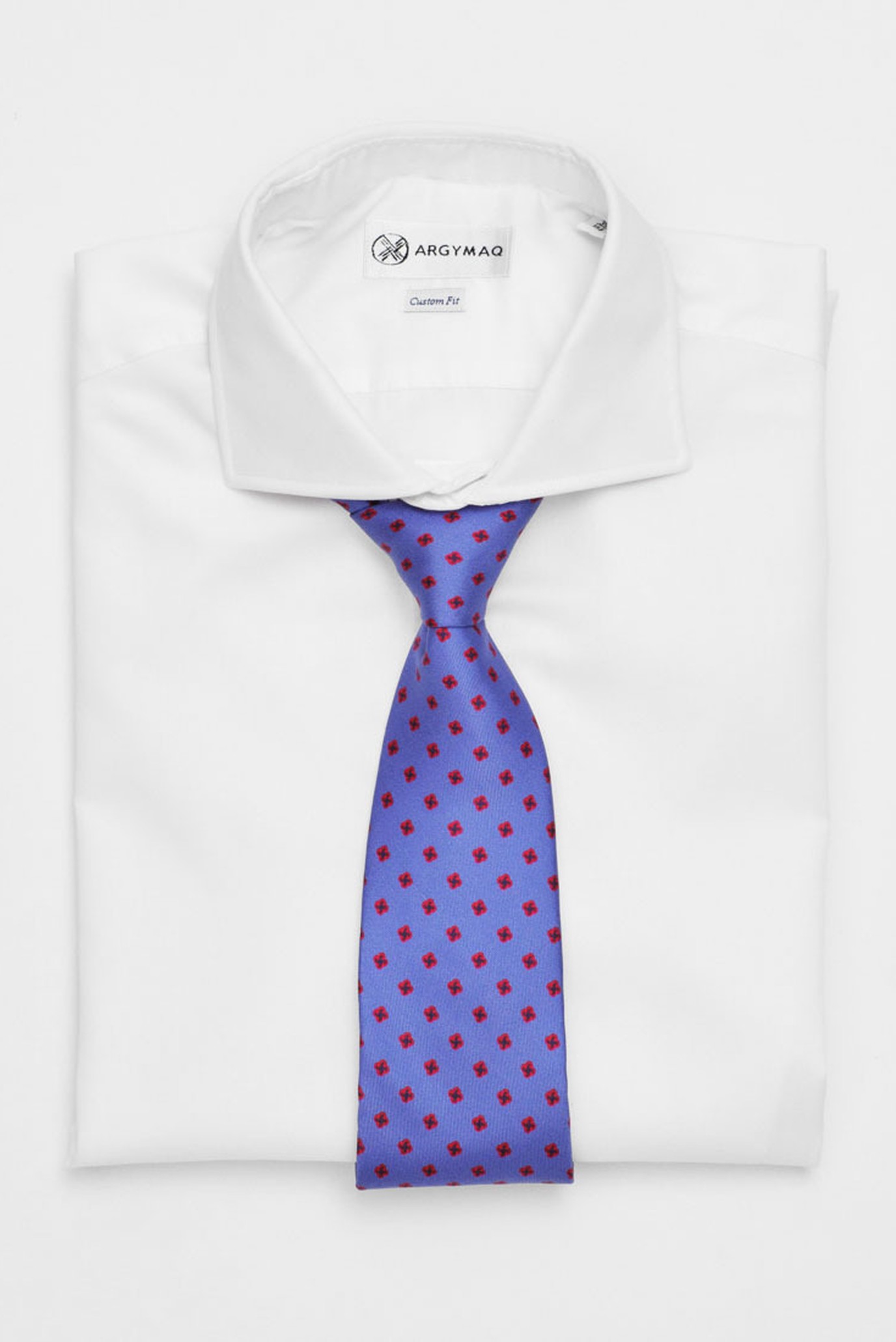 Мужской голубо-красный шелковый галстук 4