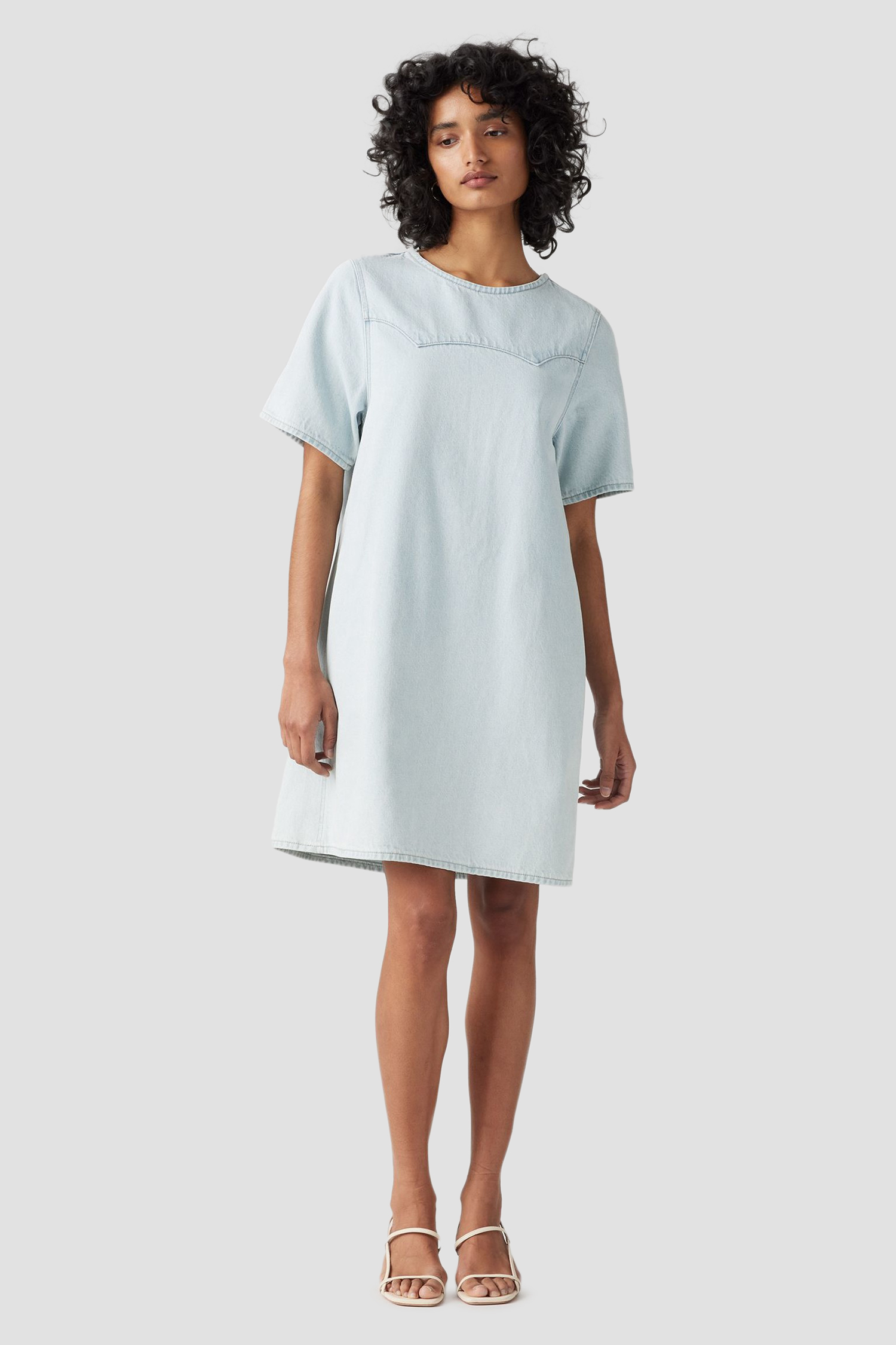 Женское голубое джинсовое платье 6