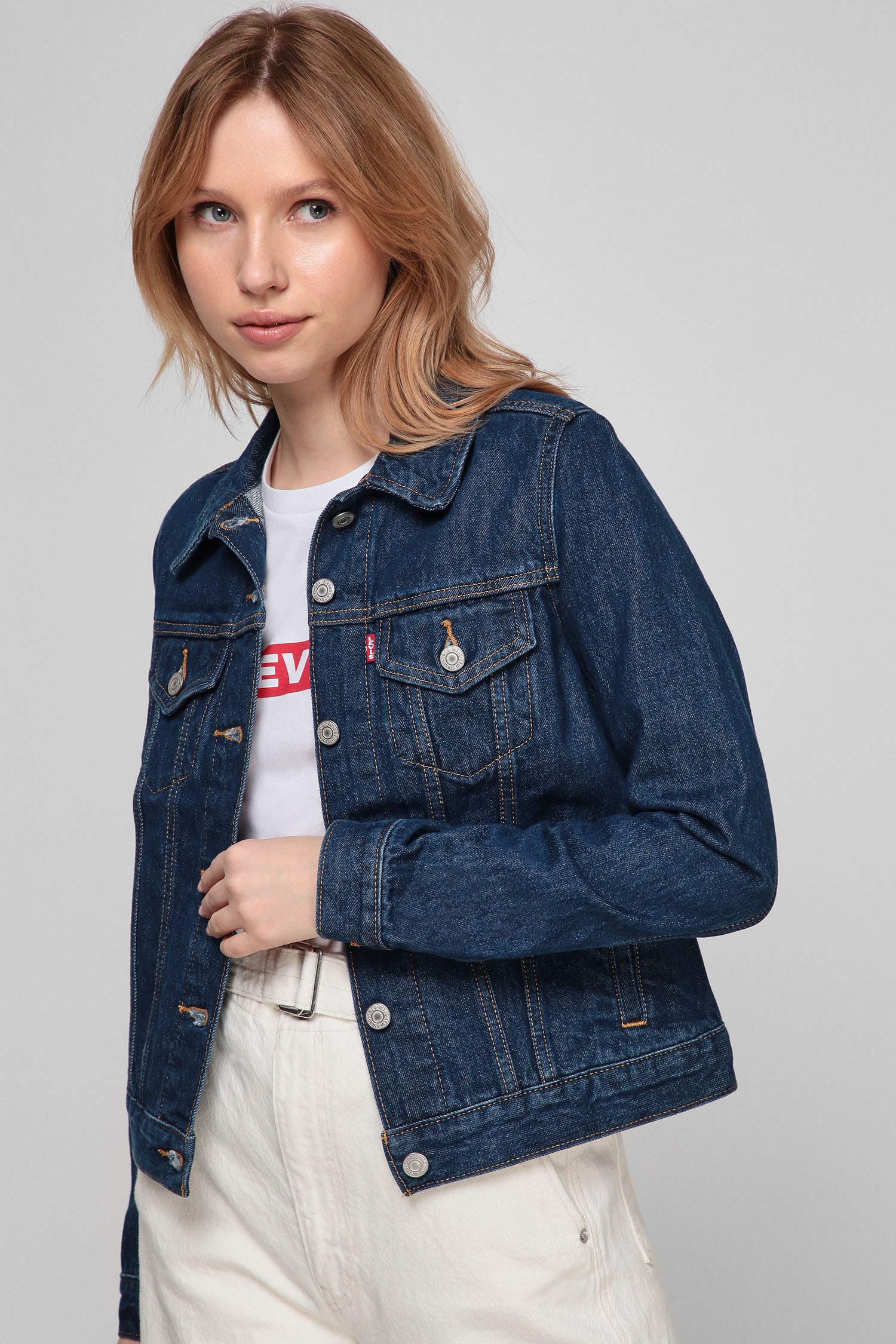 Женская синяя джинсовая куртка 5