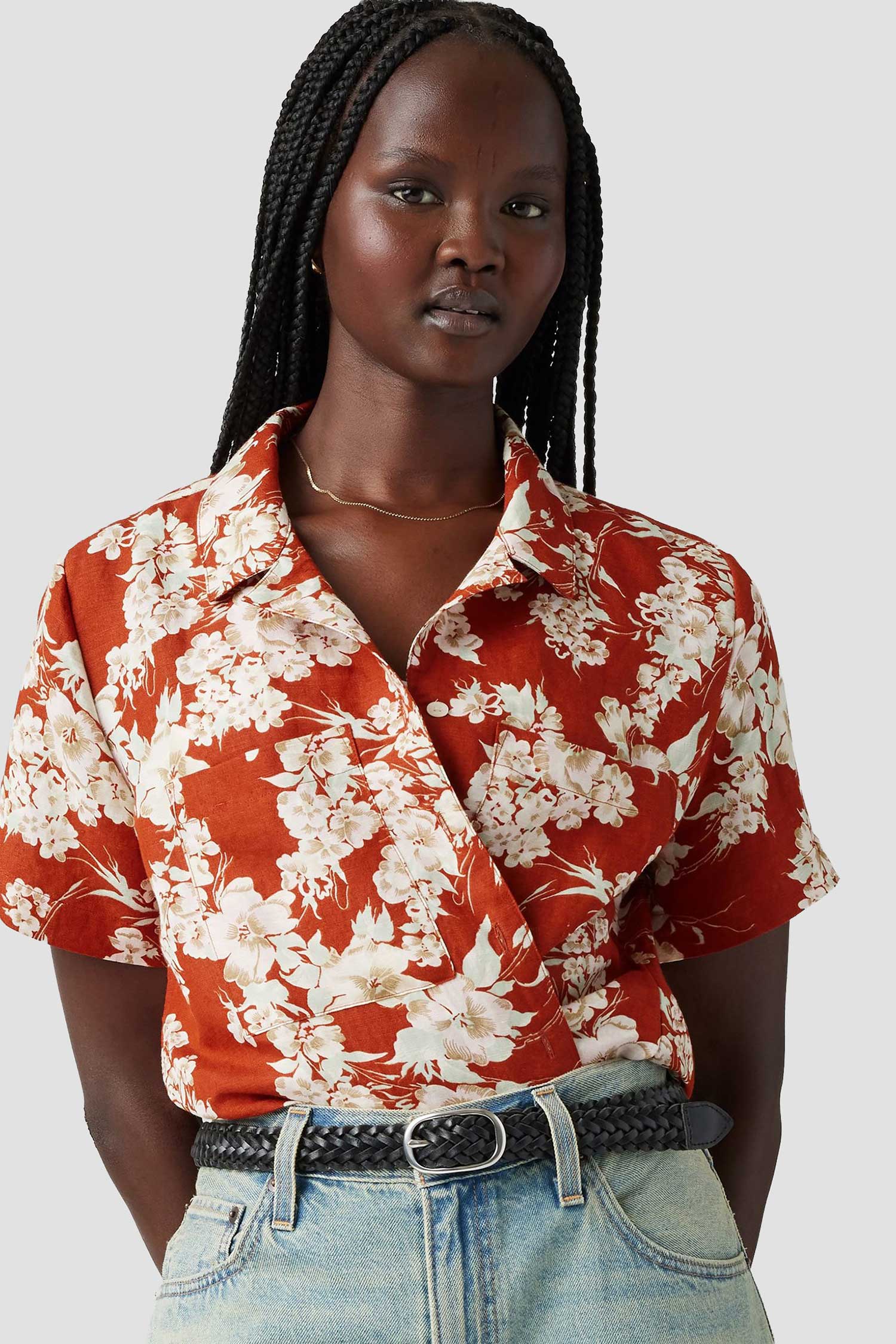 Женская льняная блуза с узором 4