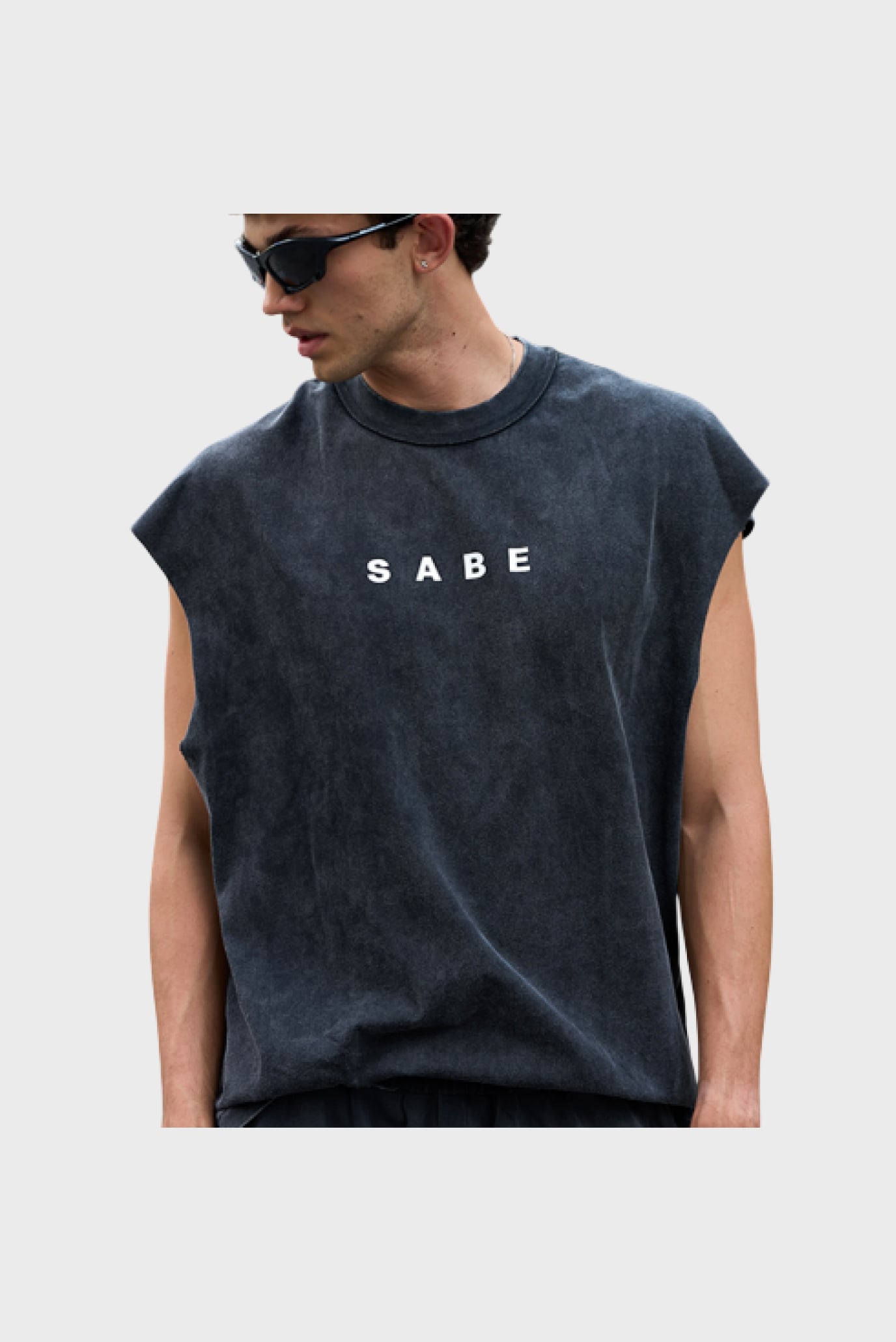 Футболка без рукавов Sabe Sleeveless T-shirt White Logo Black 2