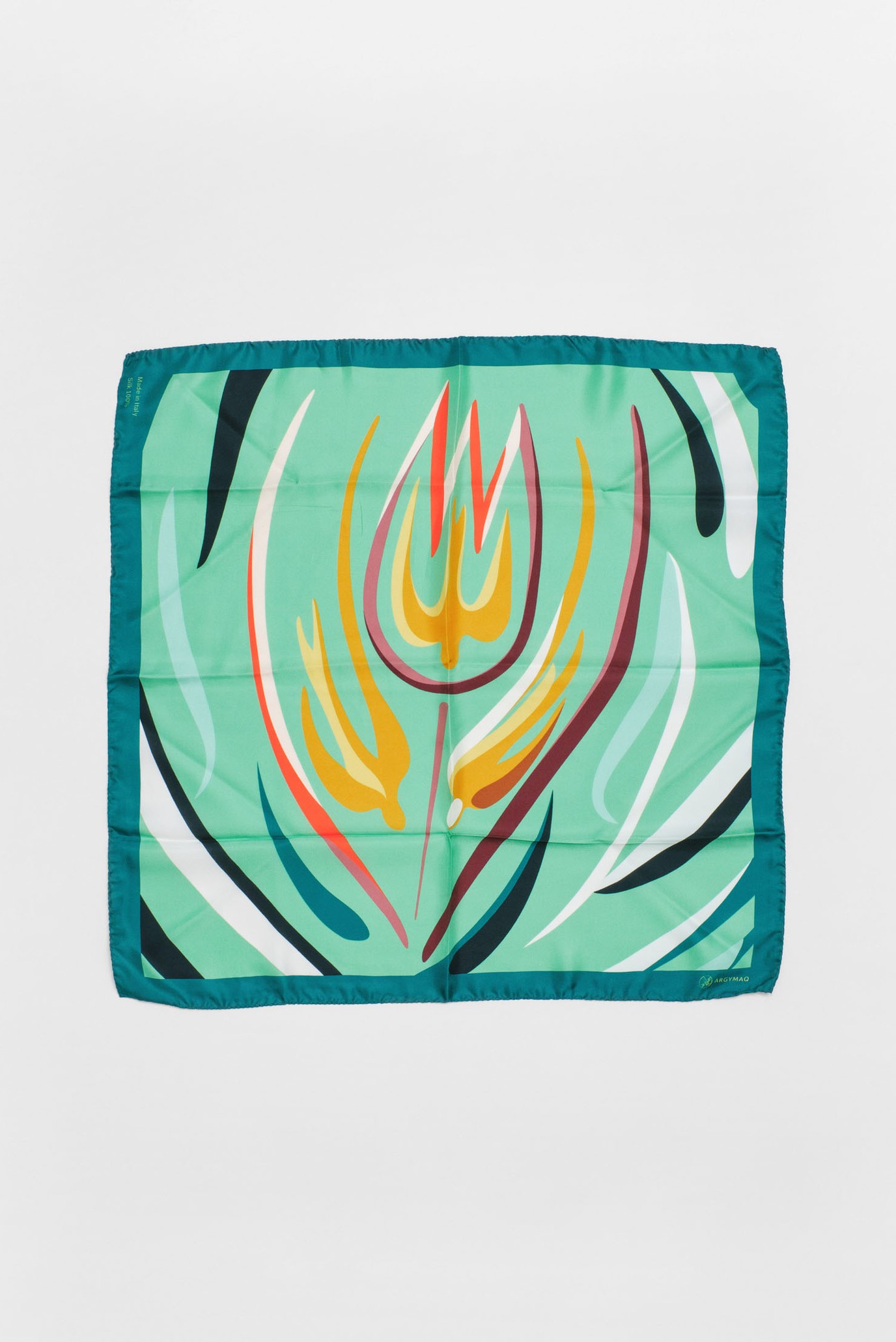 Женский зеленый платок 70х70 2