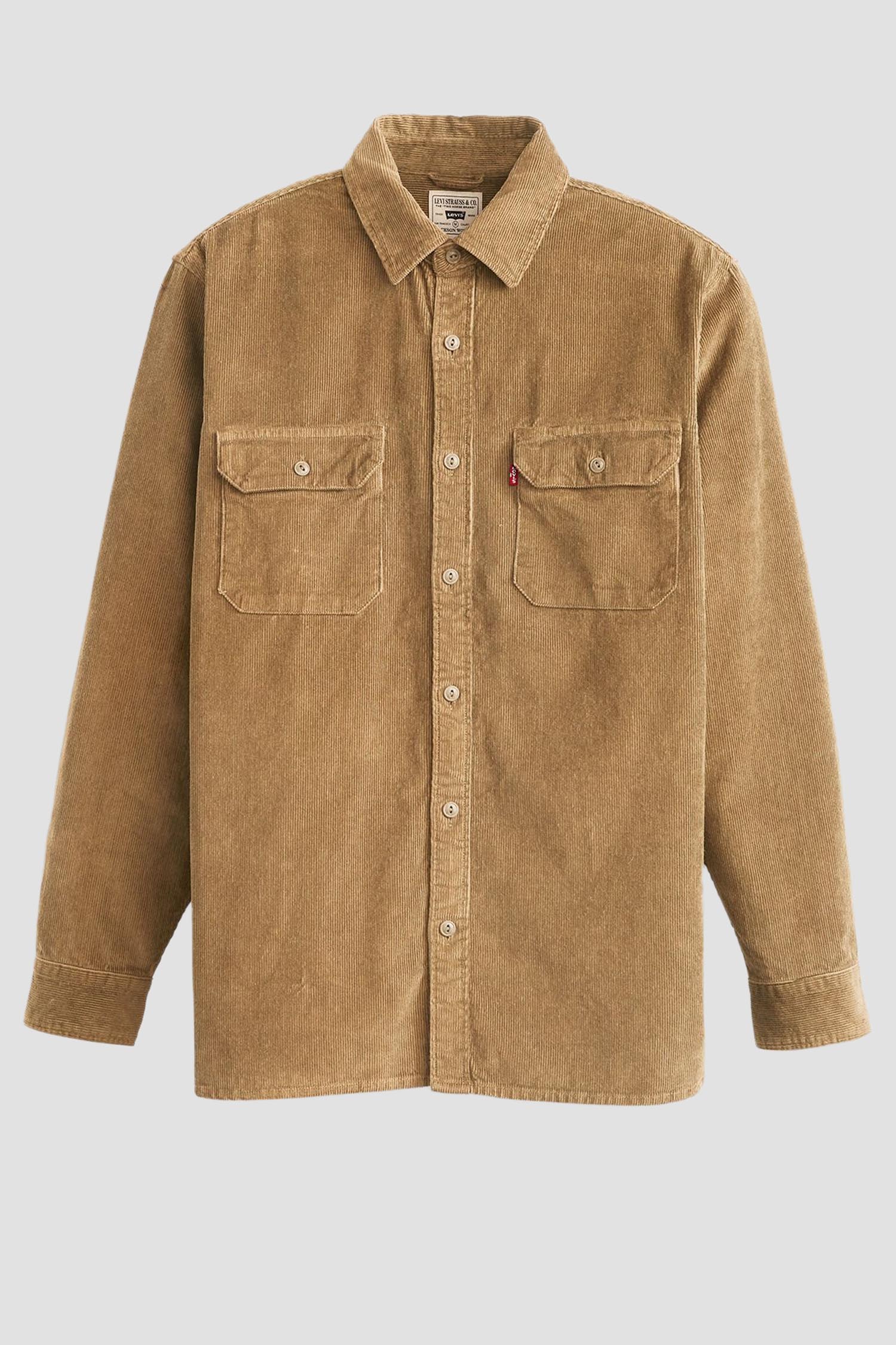 Мужская бежевая вельветовая рубашка 2