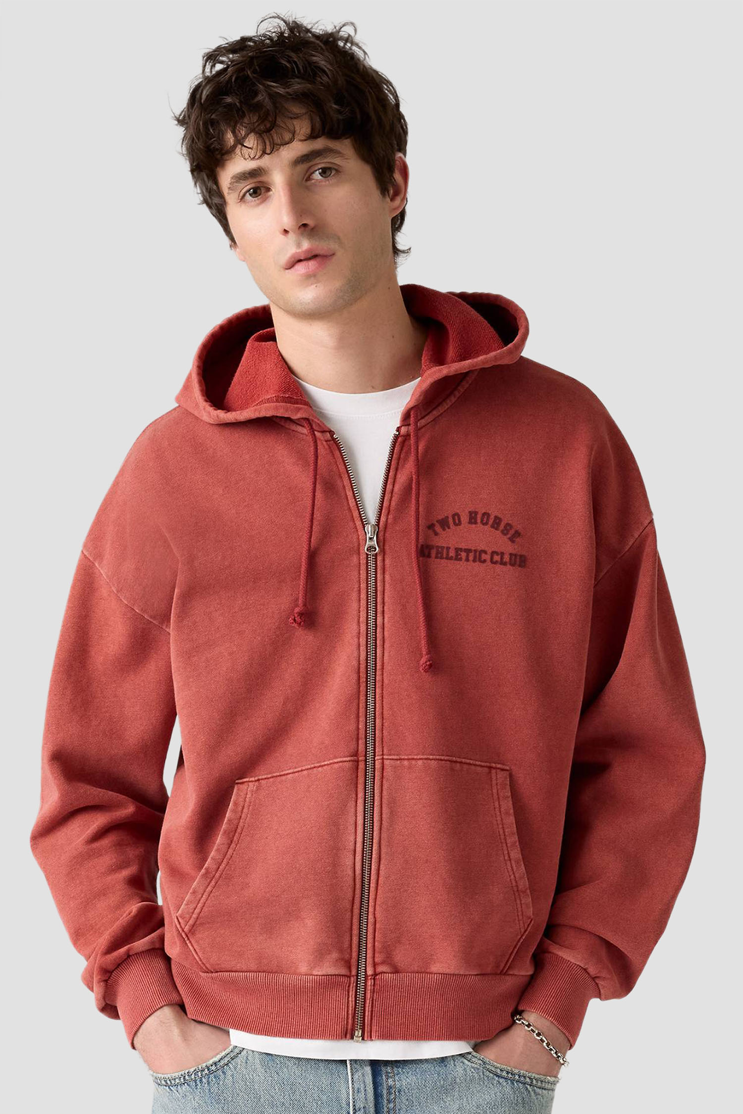 Мужская коралловая кофта на молнии 4