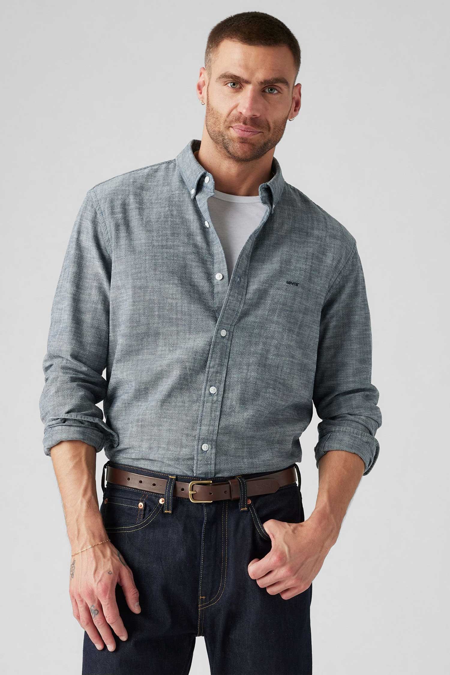 Мужская синяя рубашка 4