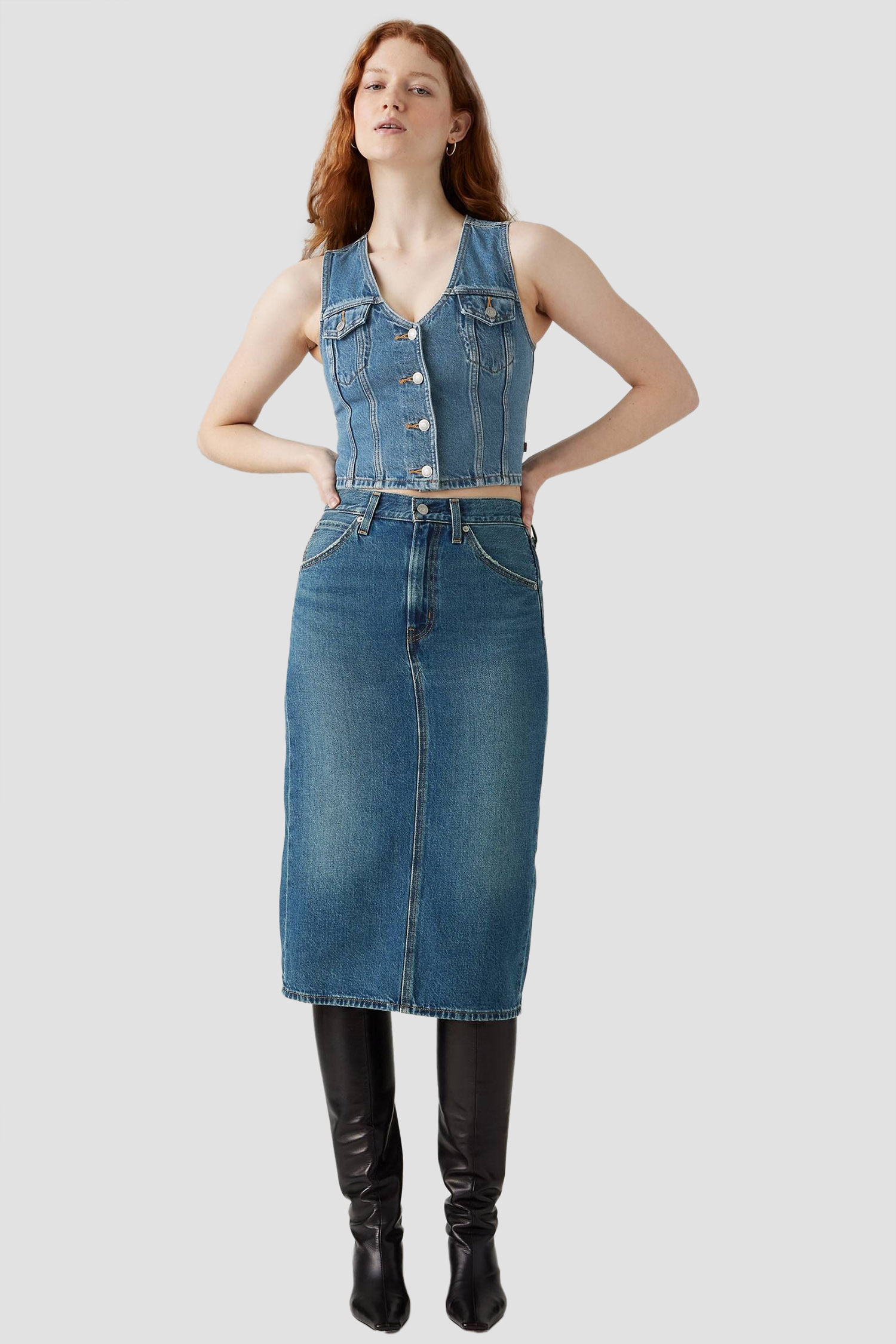 Женская синяя джинсовая юбка 7