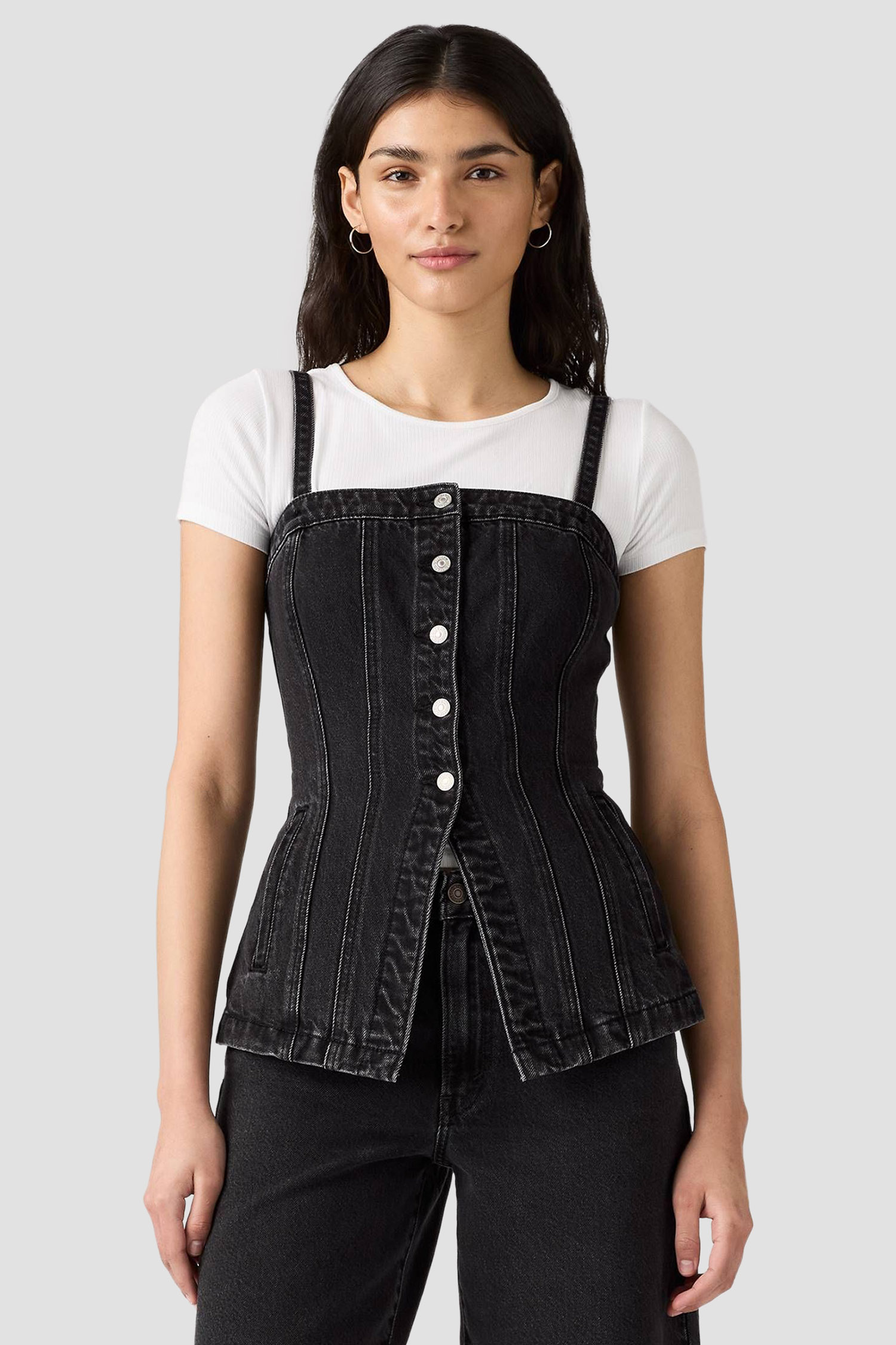 Женский черный джинсовый топ 1