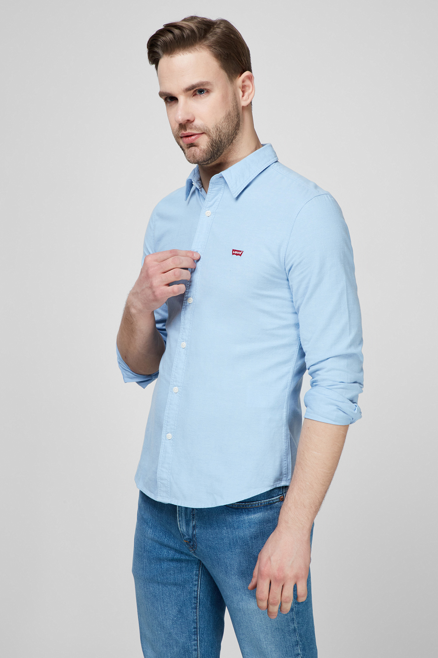Мужская голубая рубашка 4