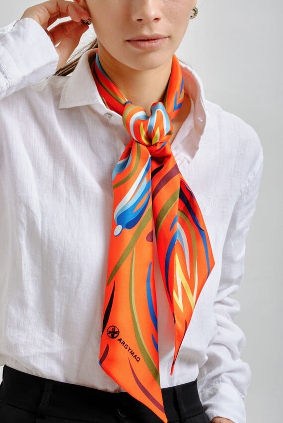 Женский красный платок 11х137 Argymaq