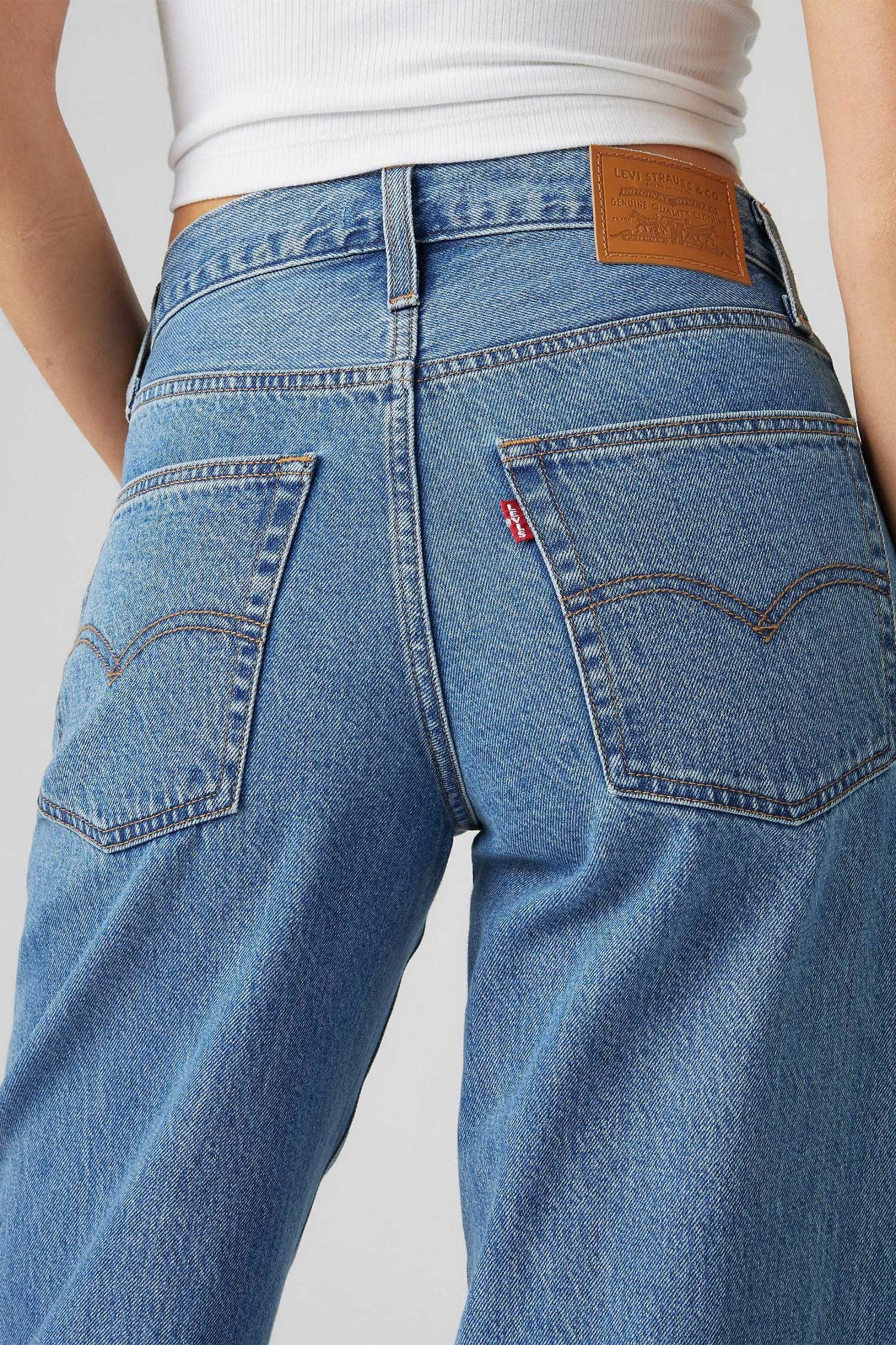 Женские голубые джинсы Baggy Dad 5