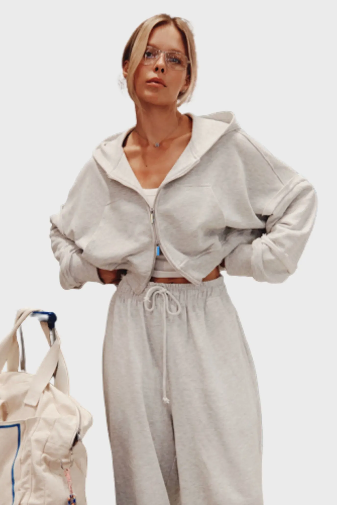 Зип-худи Sabe Logo Cropped Zip-Up Hoodie Grey 2