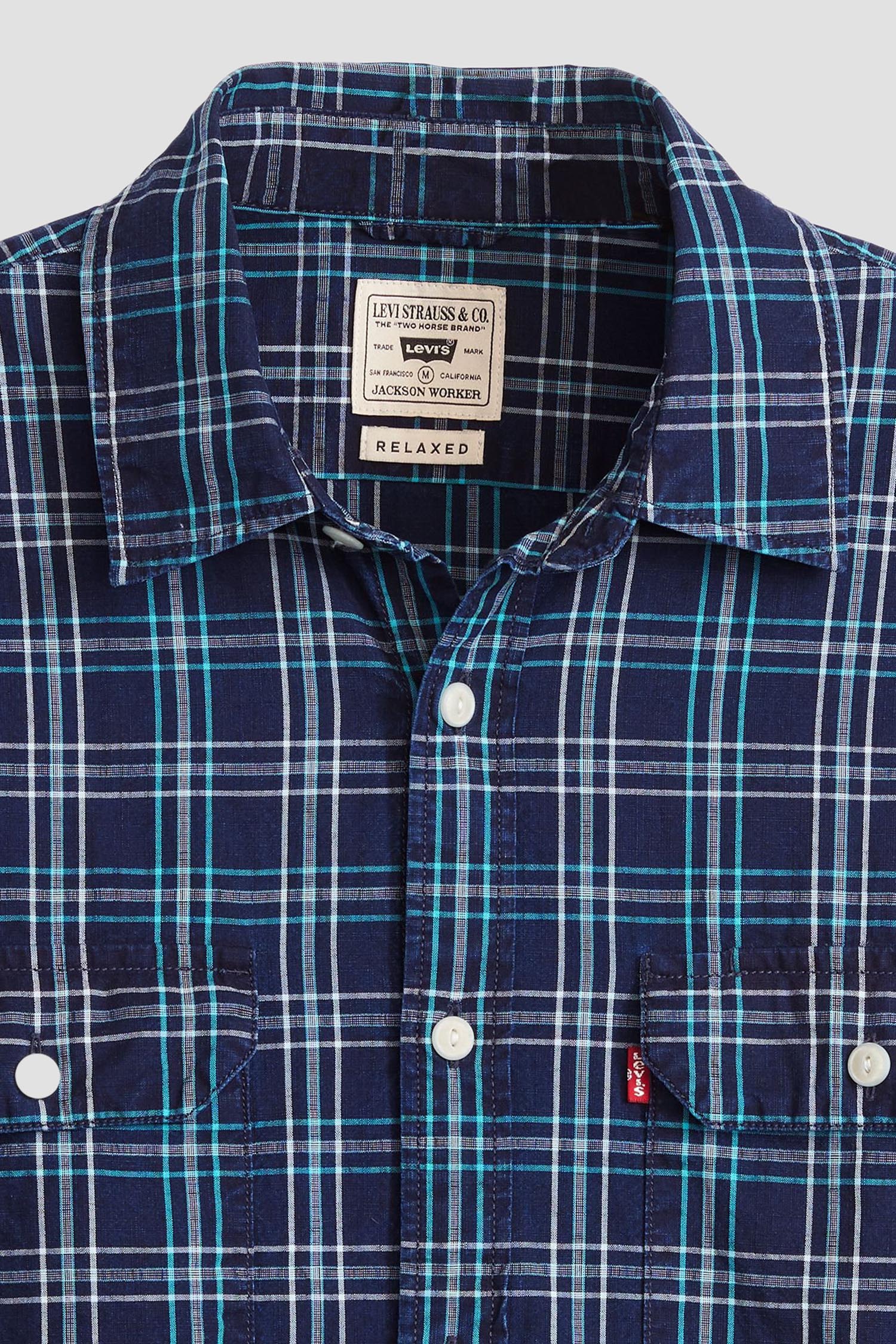 Мужская темно-синяя рубашка в клетку 6
