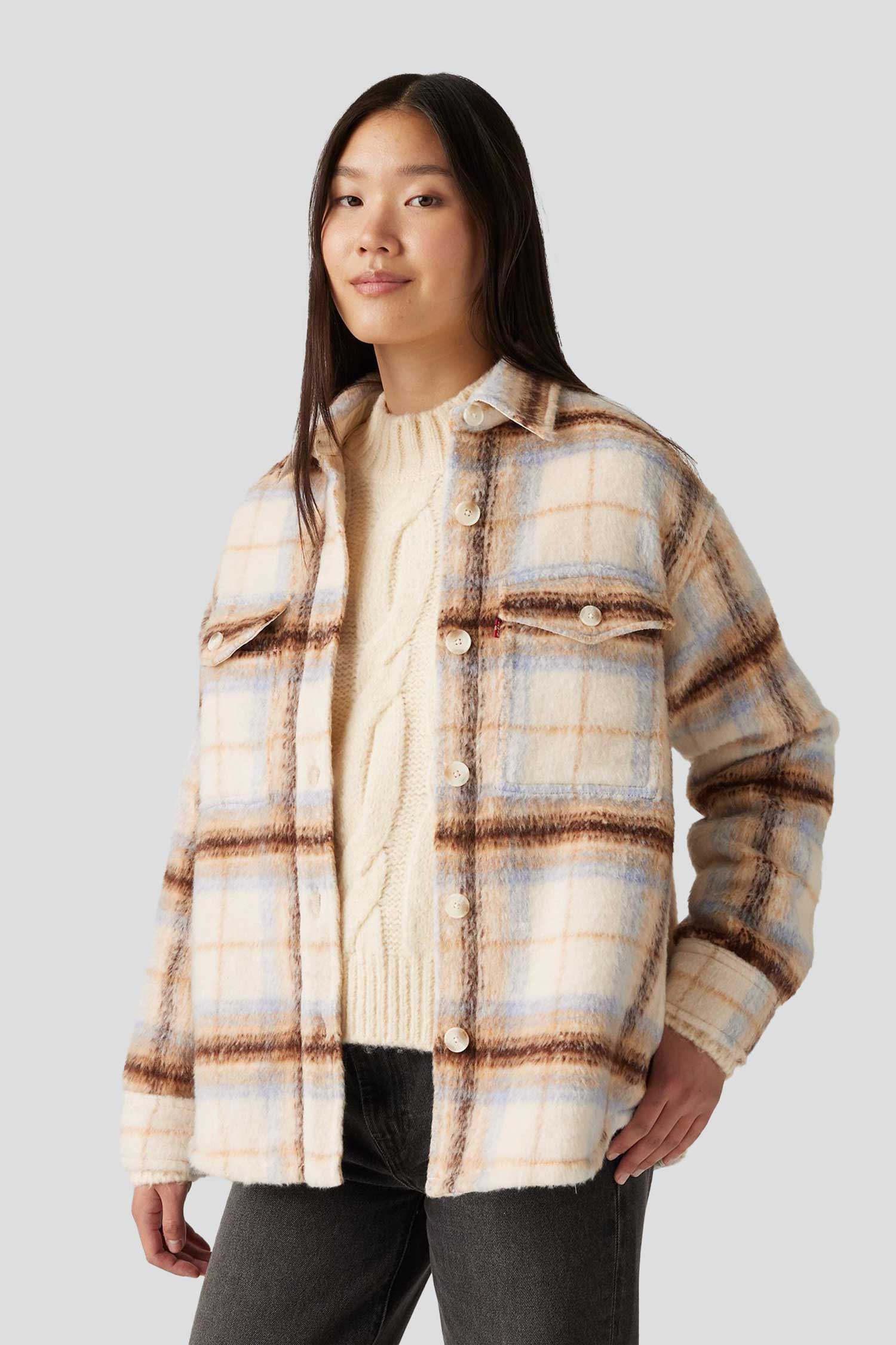 Женская рубашка-пальто в клетку 4