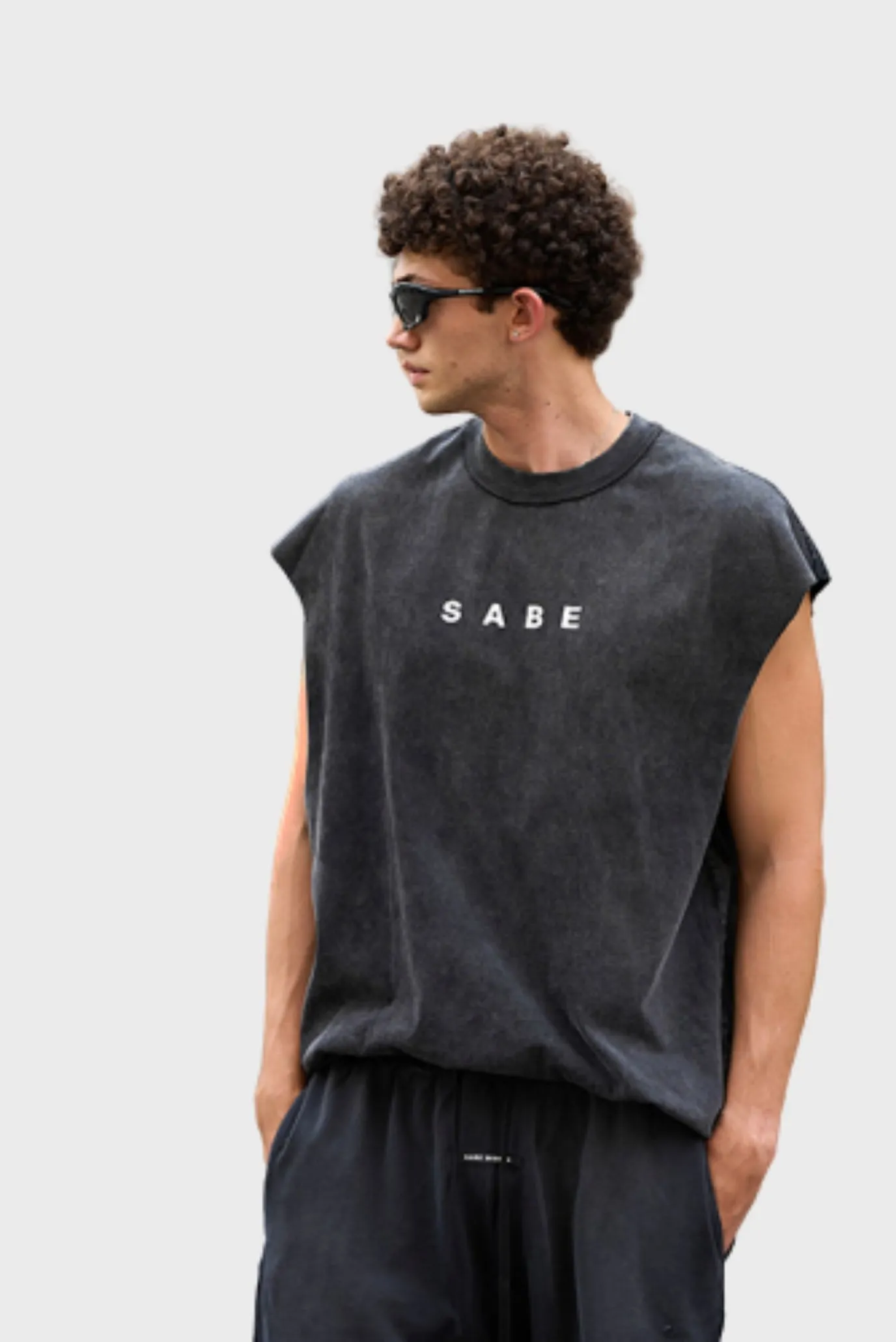 Футболка без рукавов Sabe Sleeveless T-shirt White Logo Black 2