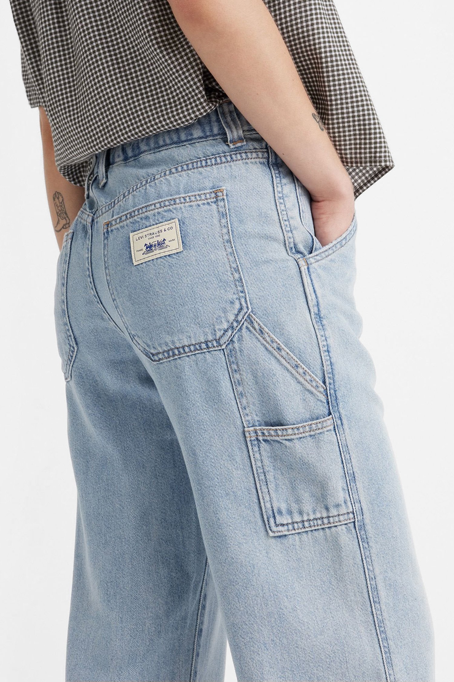 Женские голубые джинсы Baggy Carpenter 6