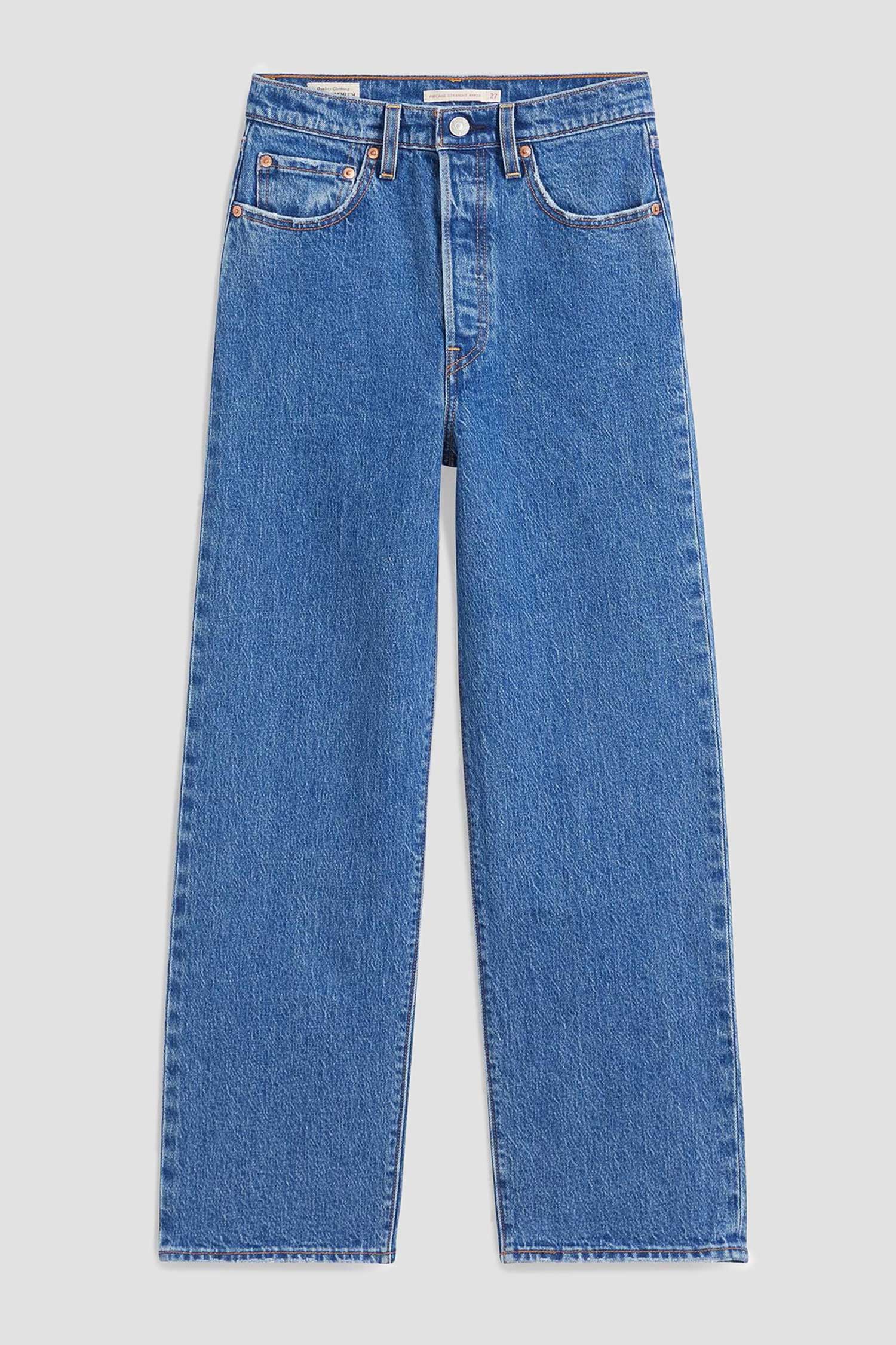 Женские синие джинсы Ribcage Straight Ankle 2