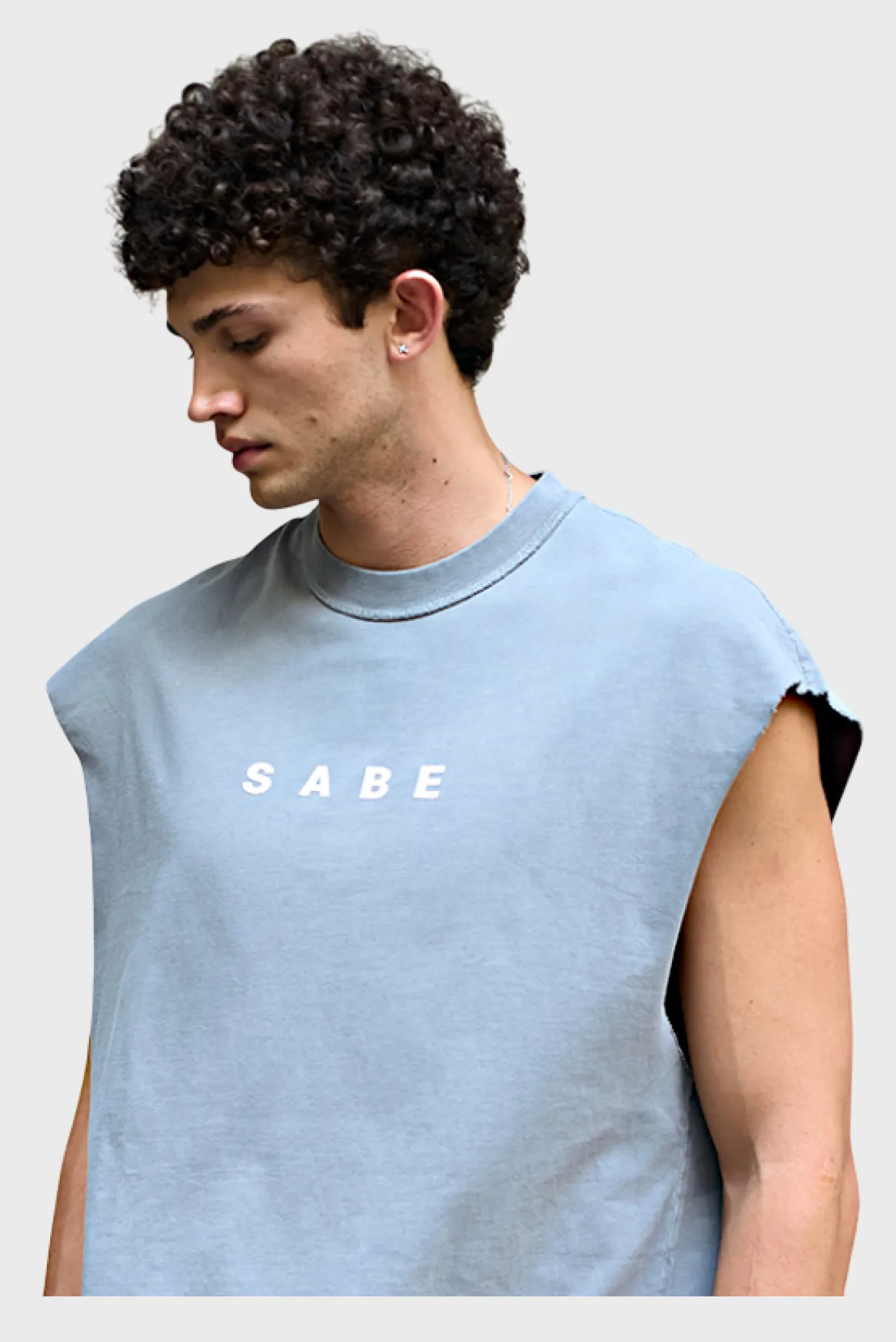 Футболка без рукавов Sabe Sleeveless T-shirt White Logo Grey 1