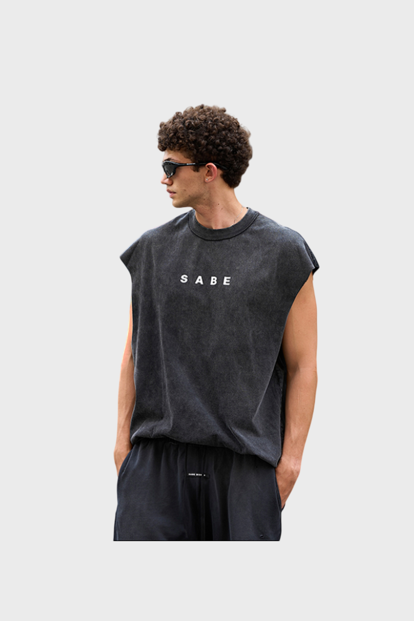 Футболка без рукавов Sabe Sleeveless T-shirt White Logo Black 1