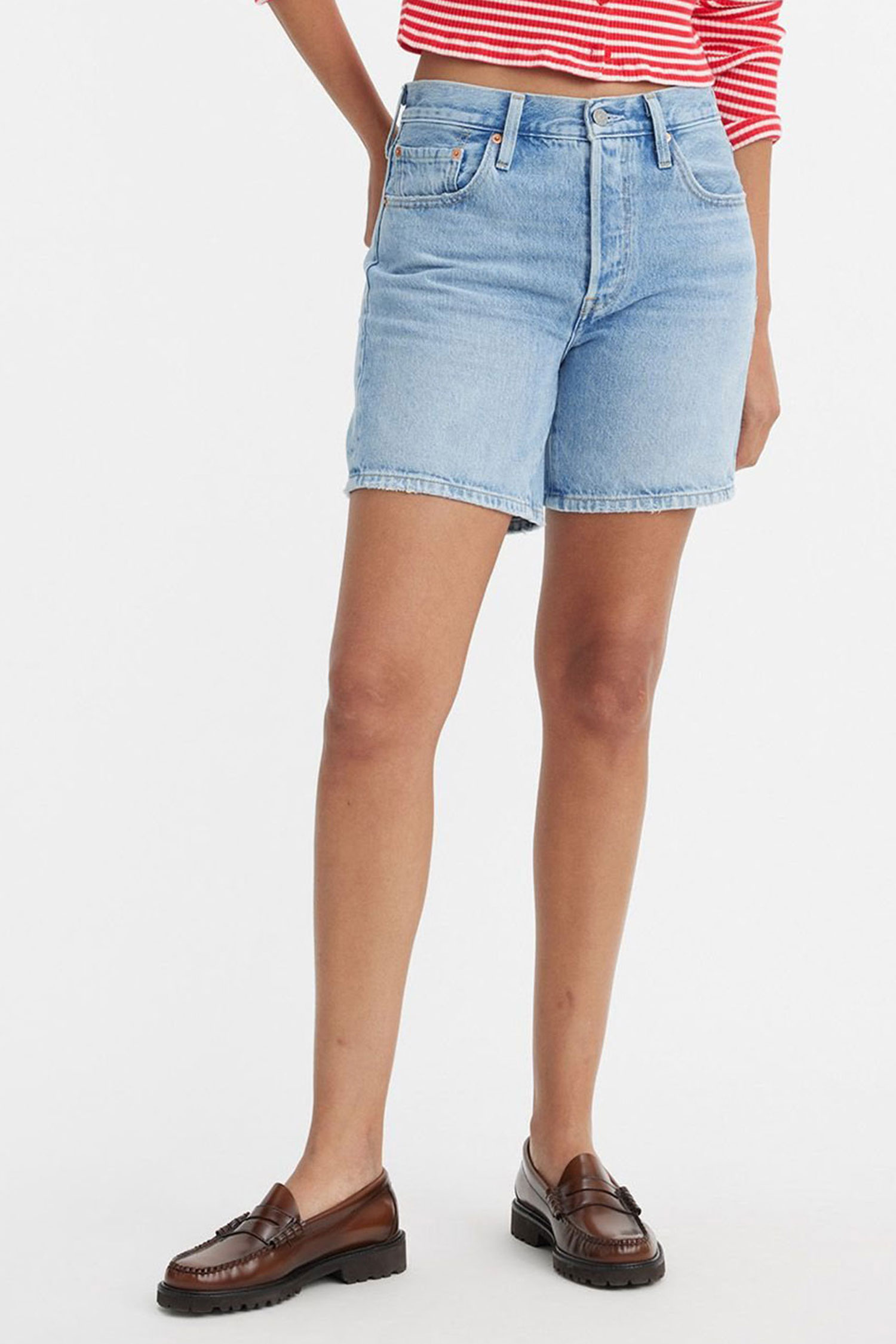 Женские голубые джинсовые шорты 501® Mid-Thigh 1