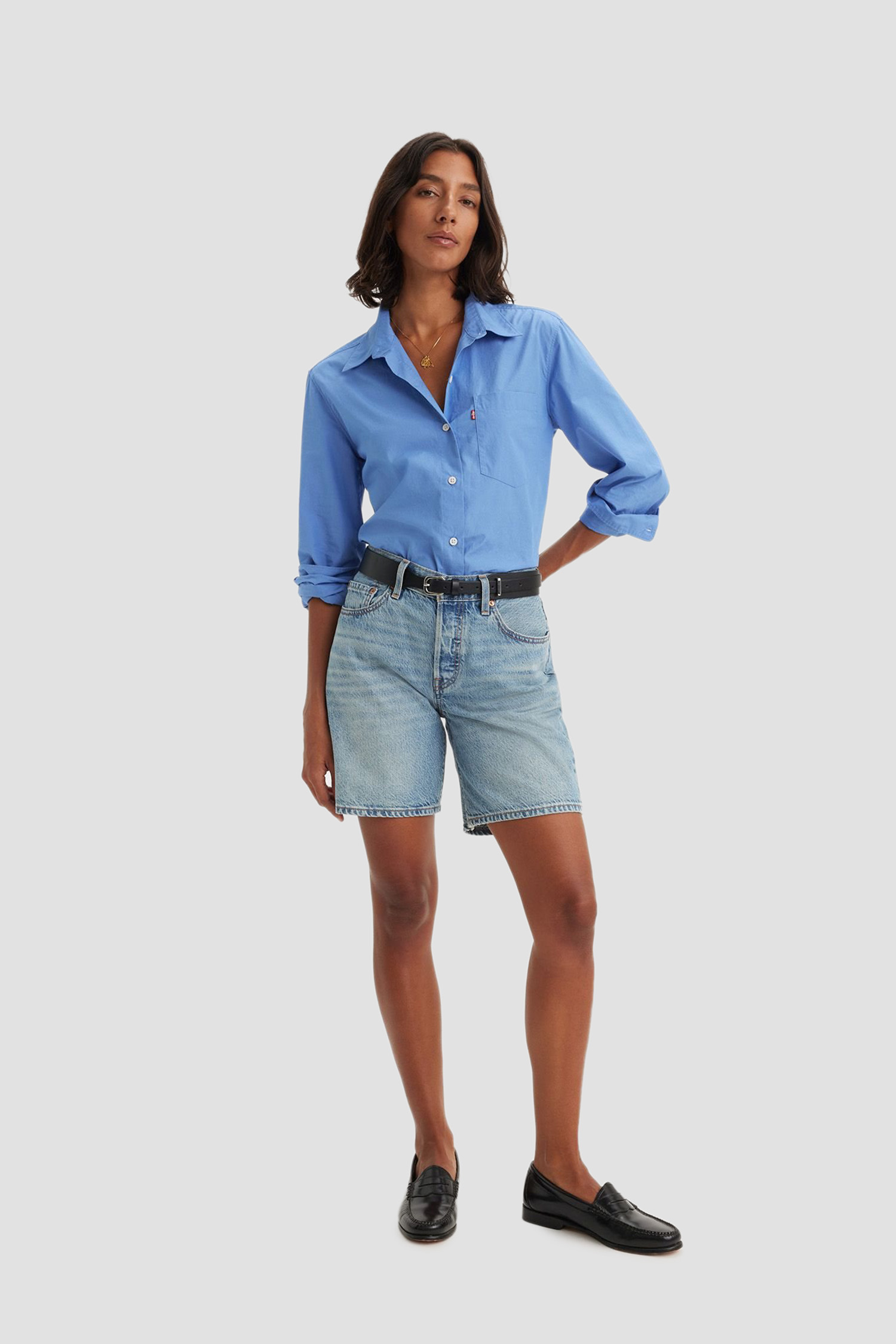 Женские голубые джинсовые шорты 501® '90s Lightweight 7