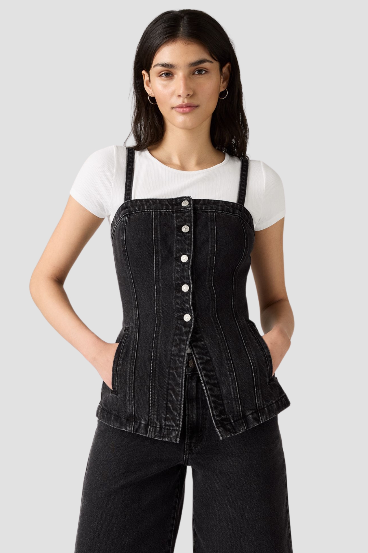 Женский черный джинсовый топ 4