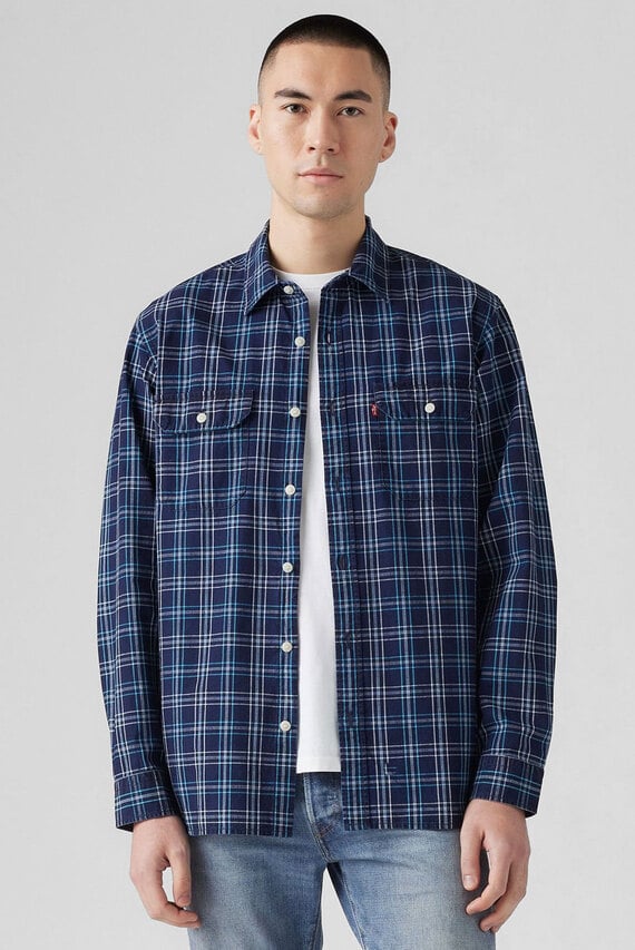 Мужская темно-синяя рубашка в клетку Levi's