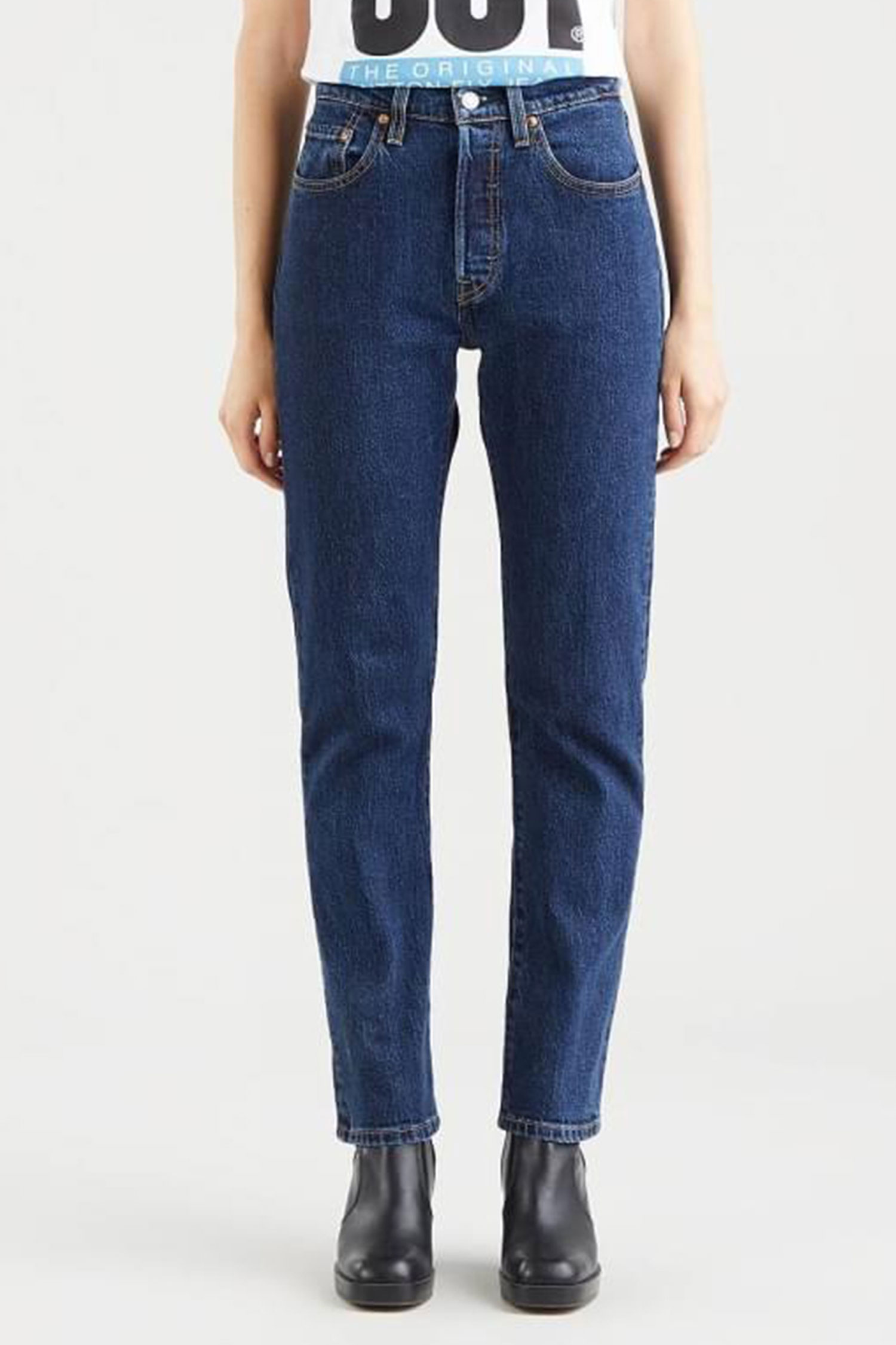 Женские синие джинсы 501® Straight Crop 1