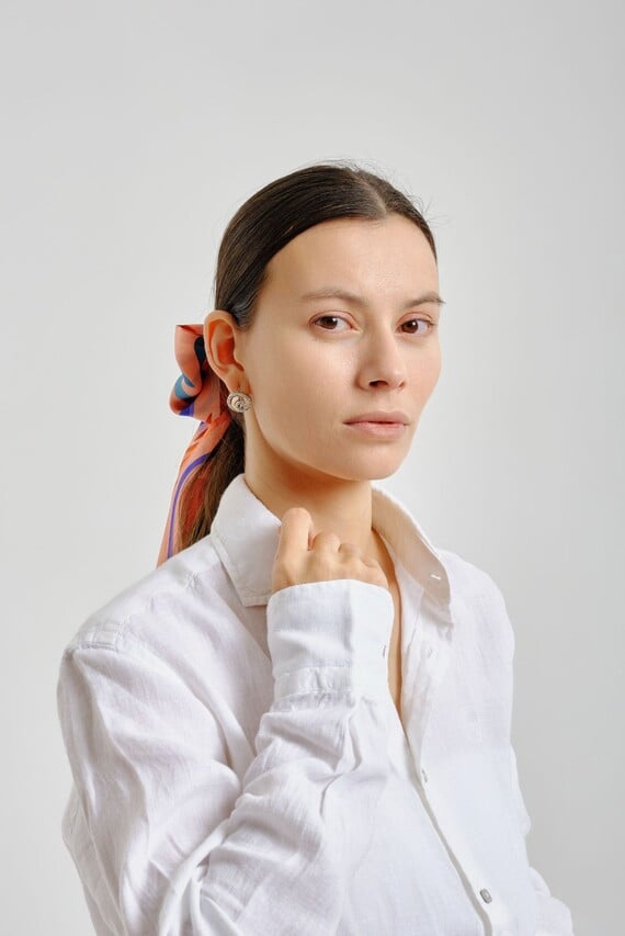 Женский бежевый платок 11х137 Argymaq