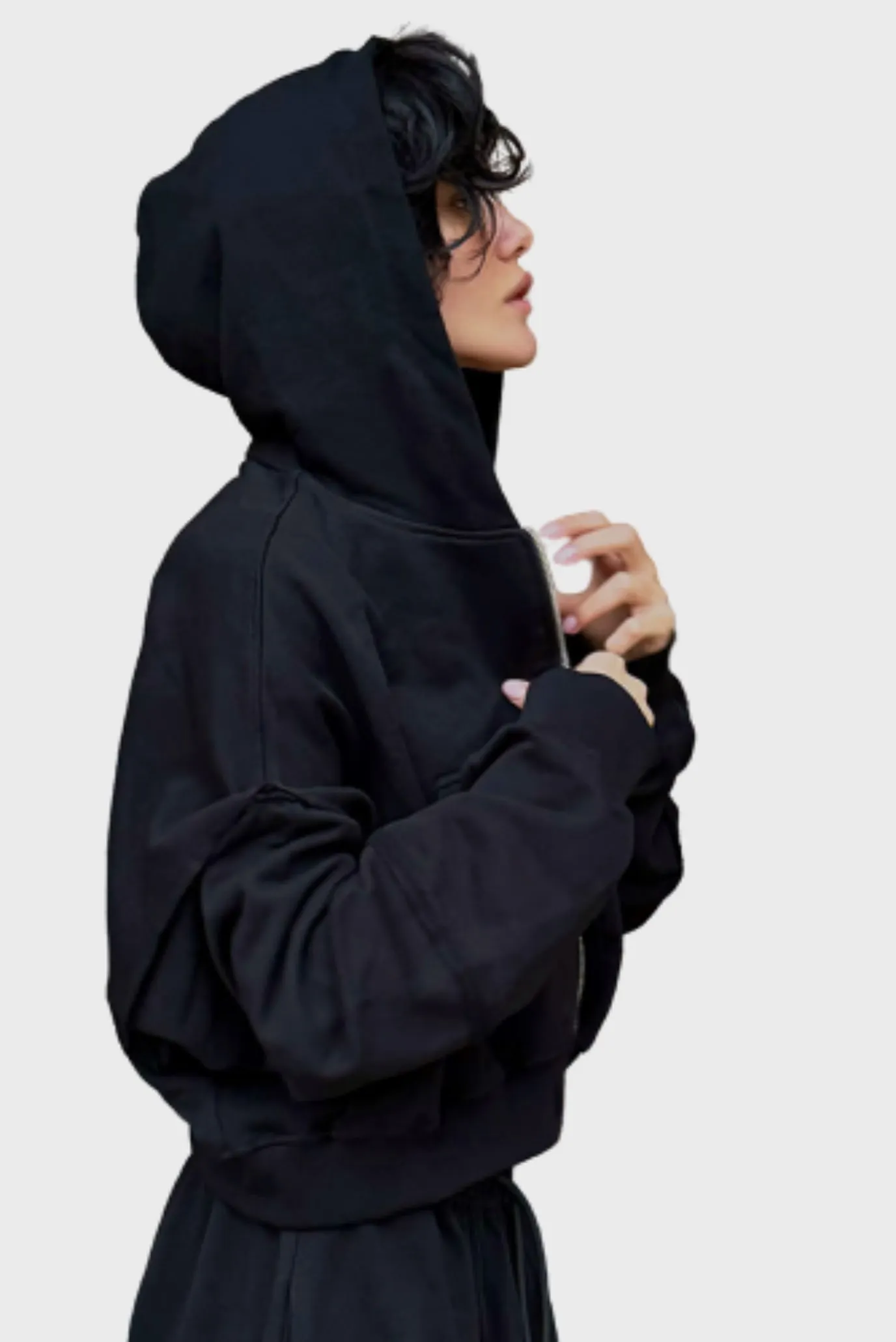 Зип-худи Sabe Logo Cropped Zip-Up Hoodie Black 2