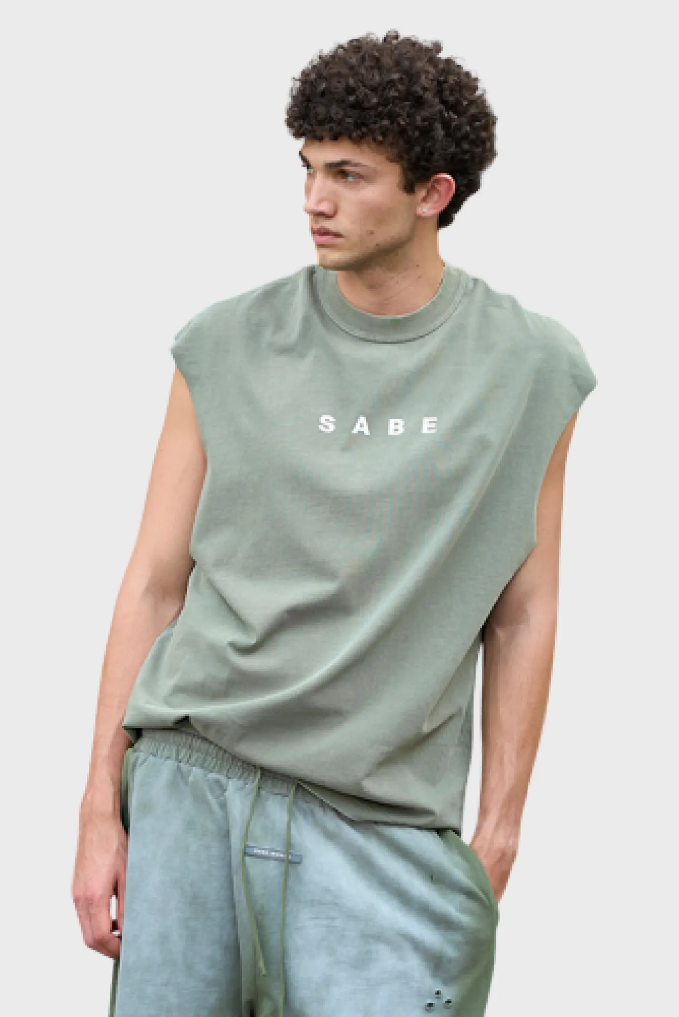 Футболка без рукавов Sabe Sleeveless T-shirt White Logo Green 2