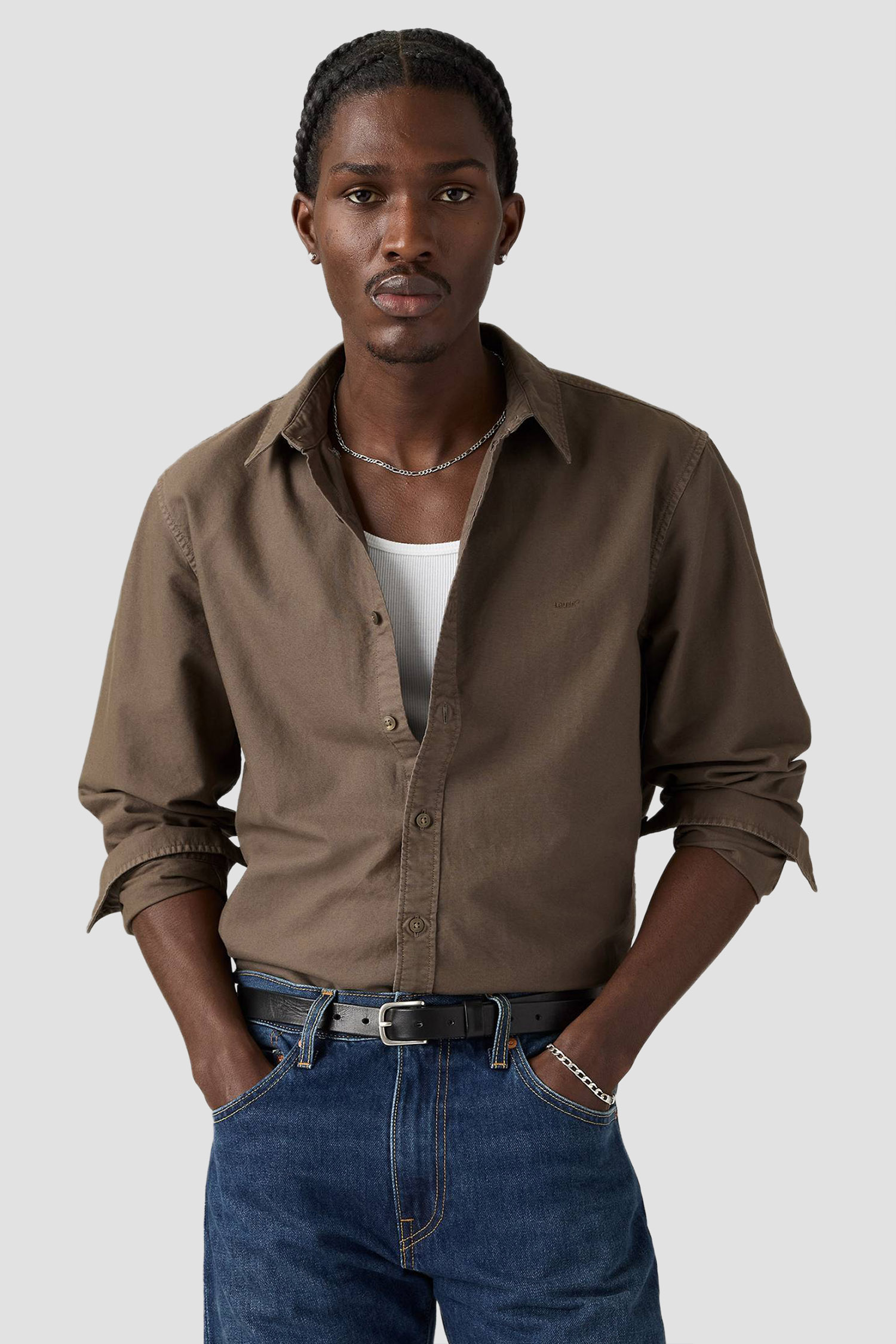 Мужская коричневая рубашка 4